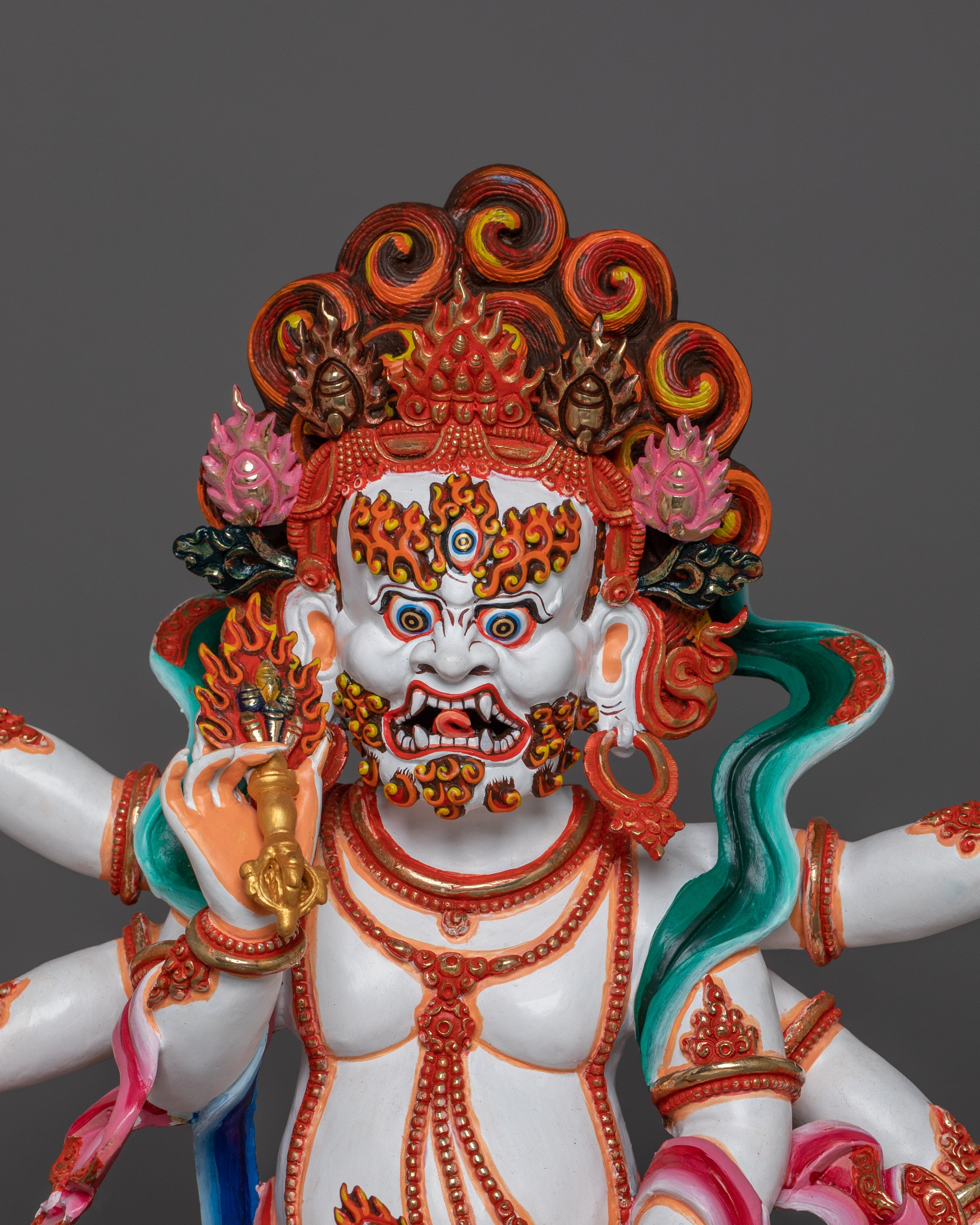 Dharma Defender White Mahakala | Fierce Benevolent Protector Deity