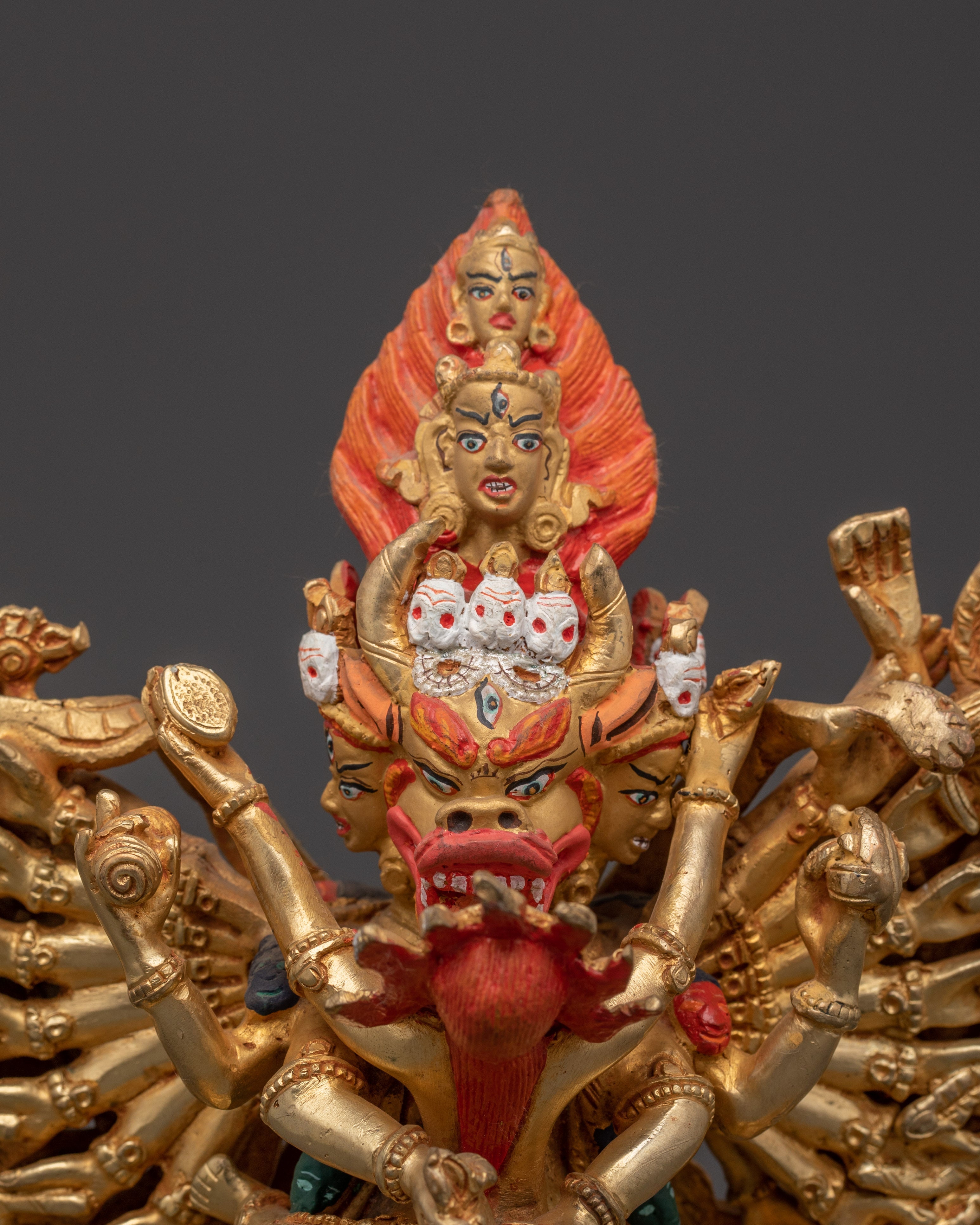 Sacred Conqueror of Death Yamantaka Statue | Tibetan Buddhist Deity Sculpture