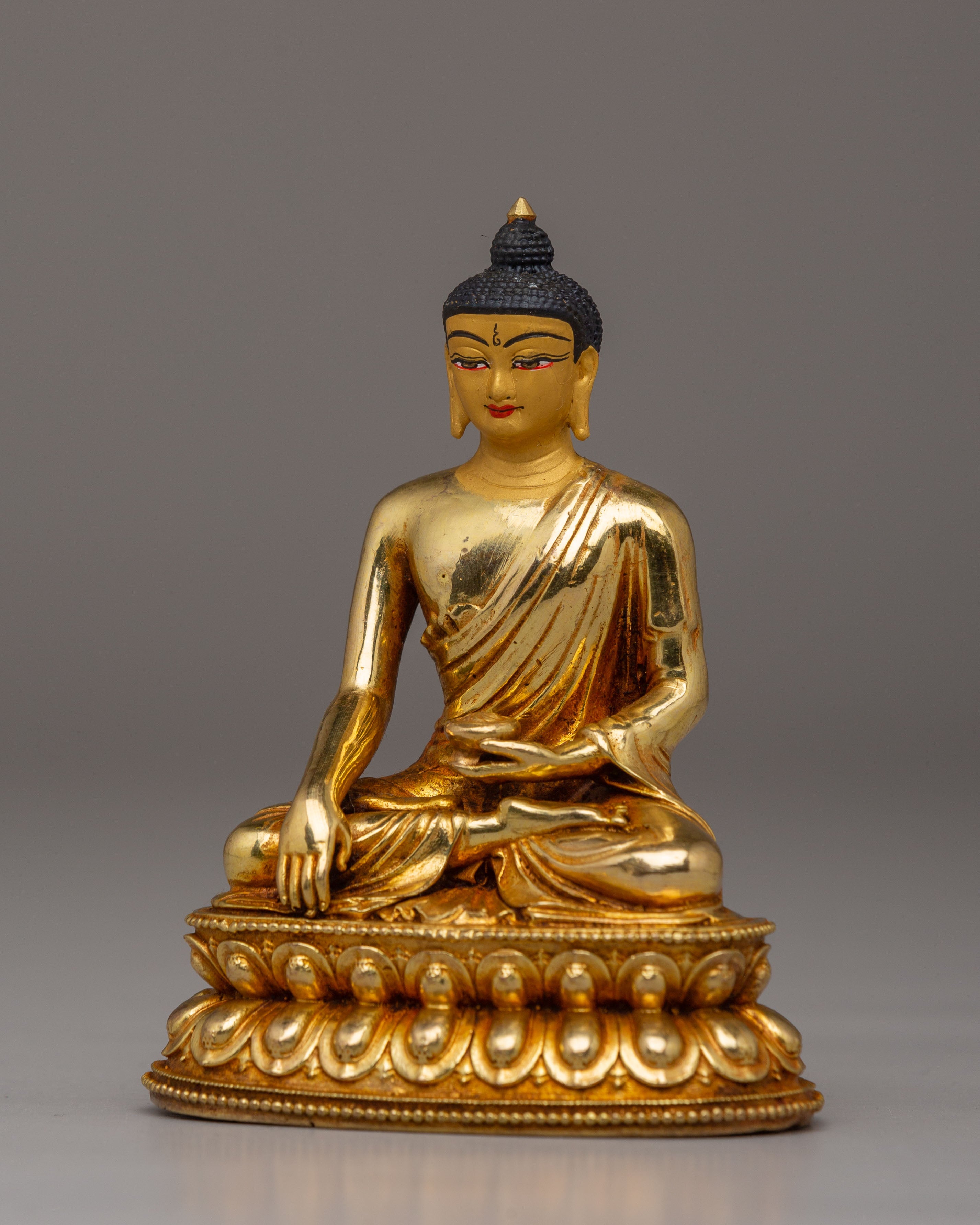Shakyamuni Buddha Sculpture of Knowledge and Wisdom in 24K Gold Plating