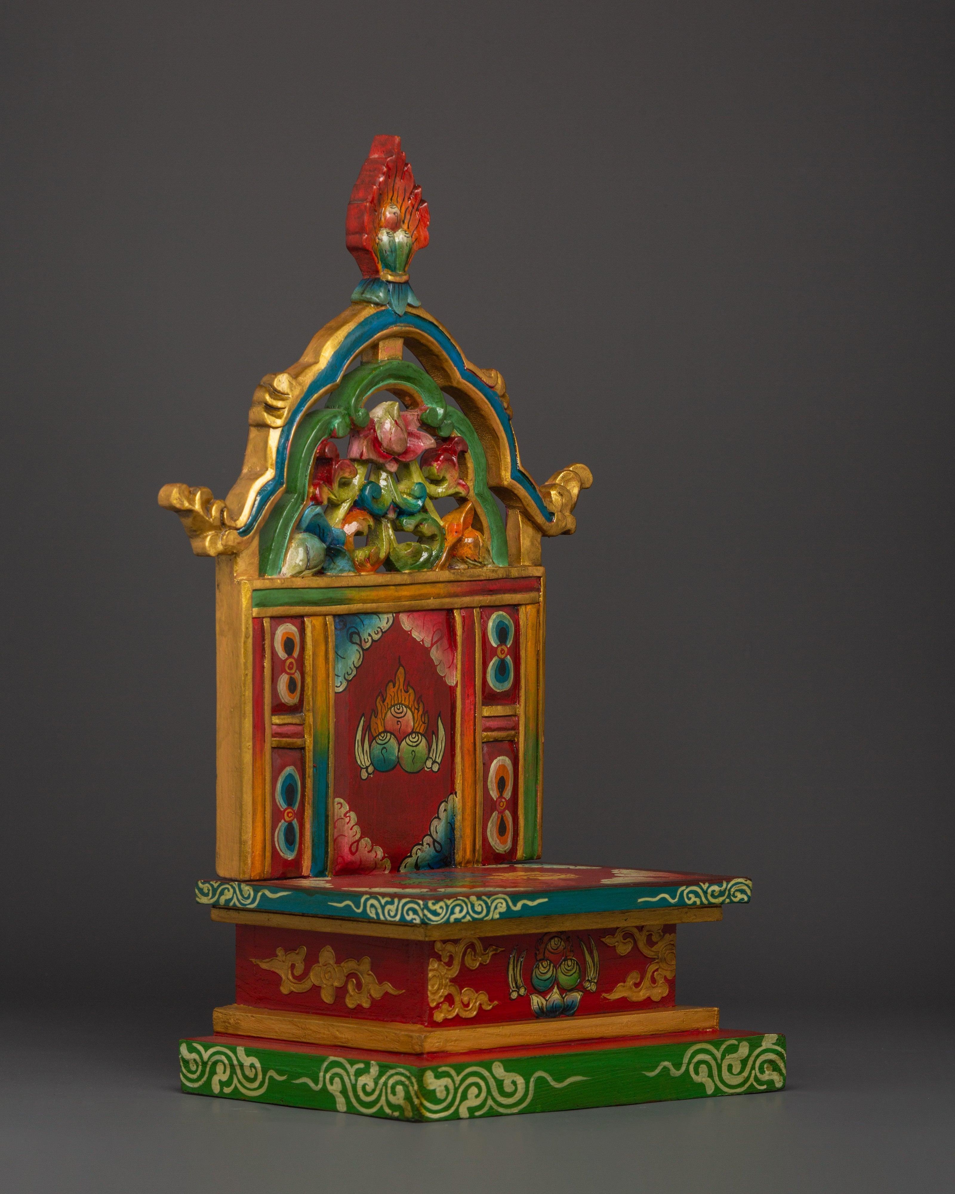 Tibetan Ritual Throne | Handcarved Deity Seat for Buddhist Altar