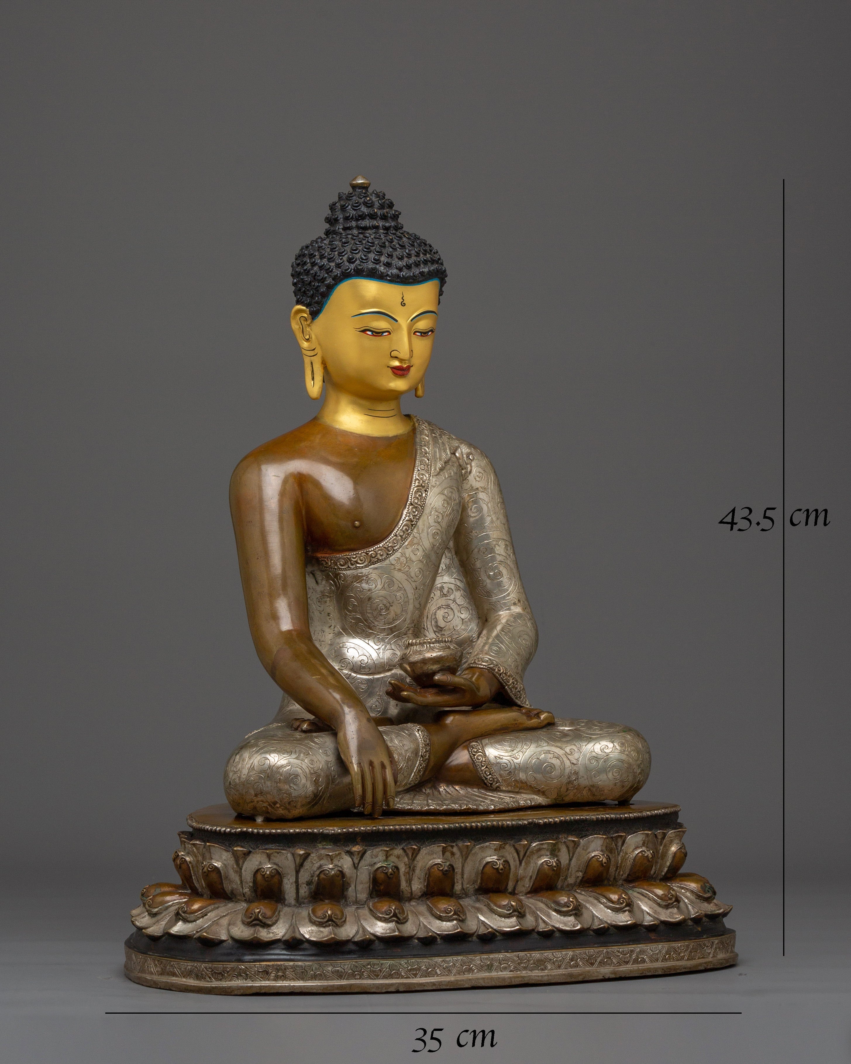 Silver & Copper Shakyamuni Buddha Statue