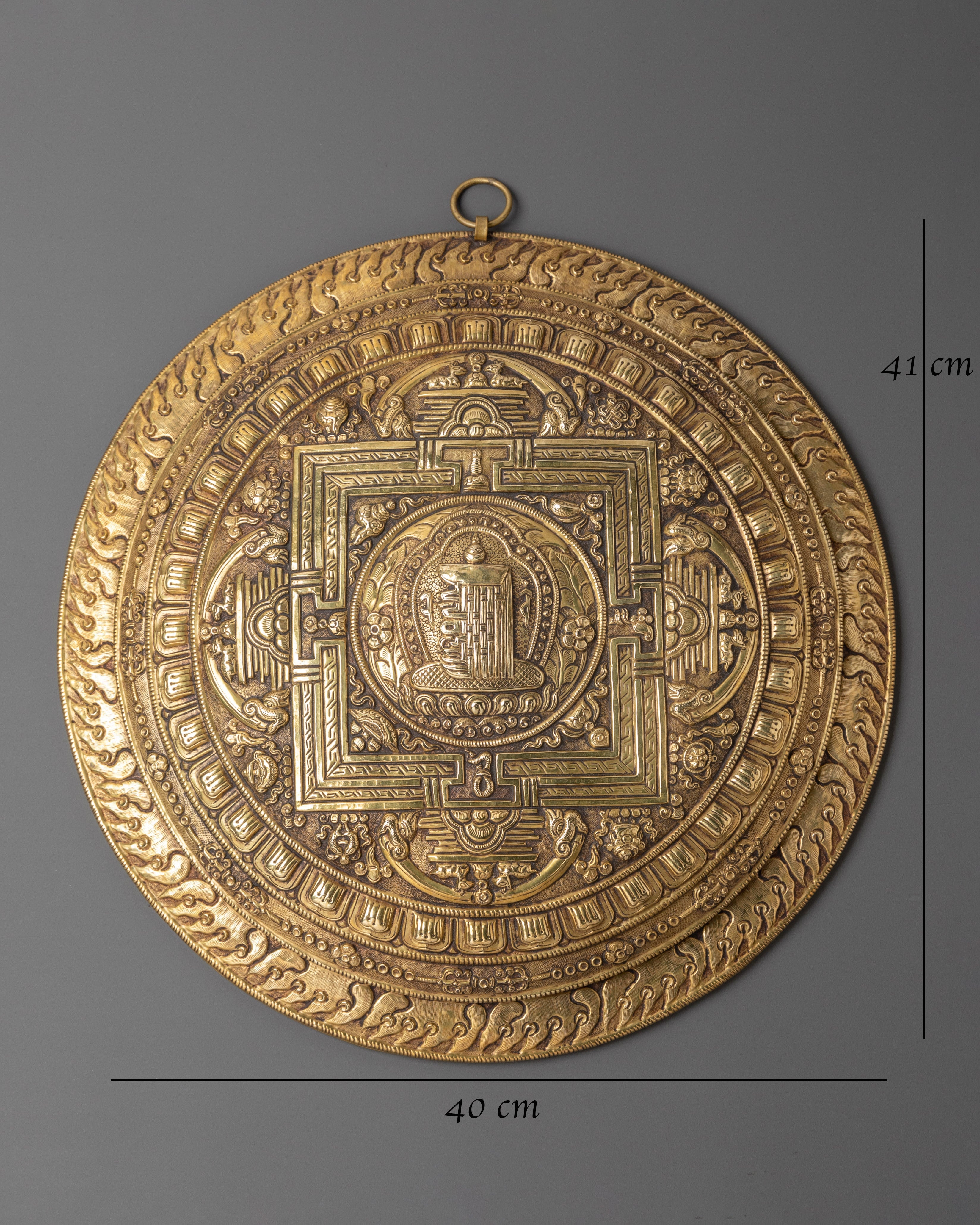 Buddhist Brass Kalachakra Wall Hanging | Tibetan Wall Art
