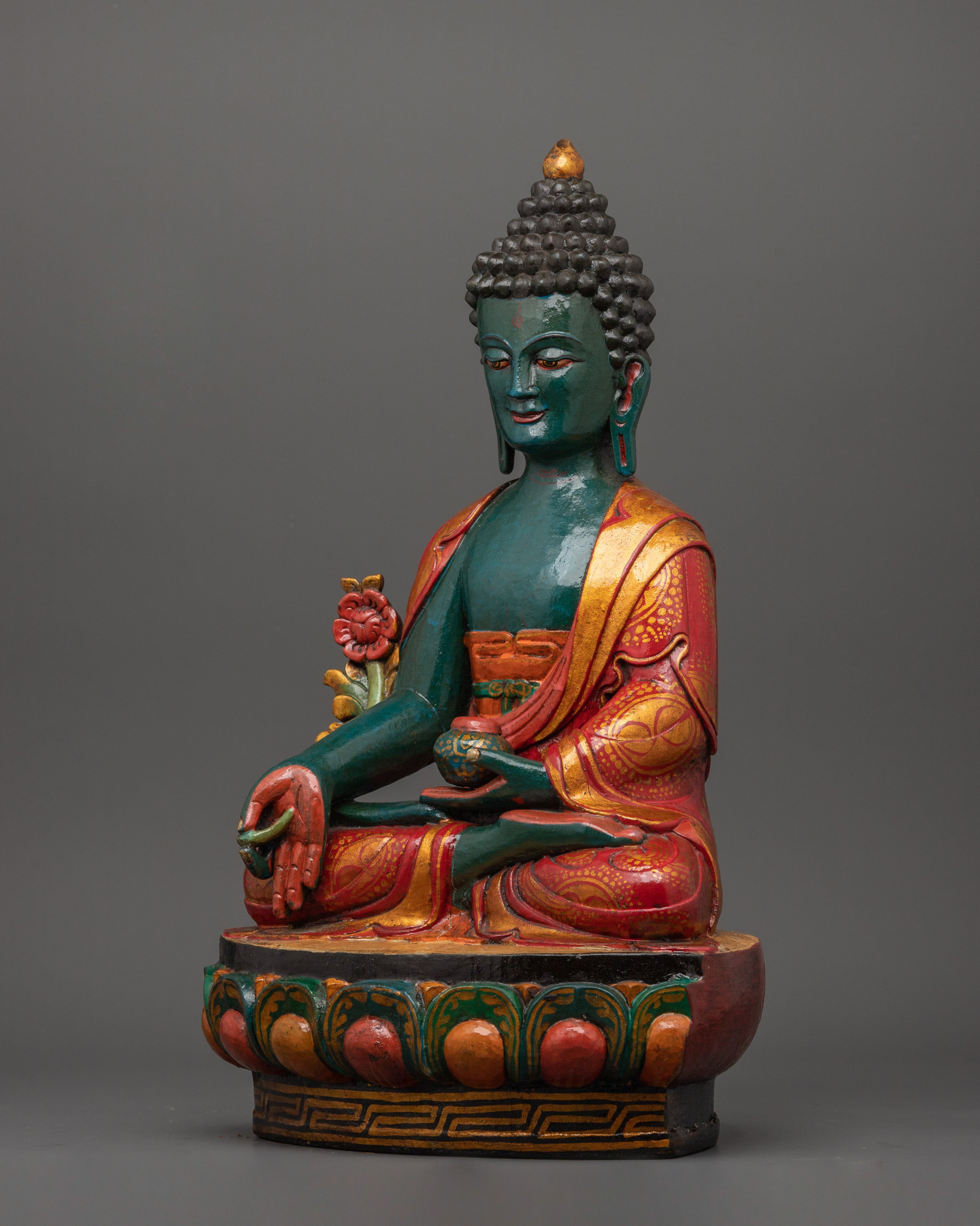 Wooden Medicine Buddha Statue | Symbol of Healing & Compassion