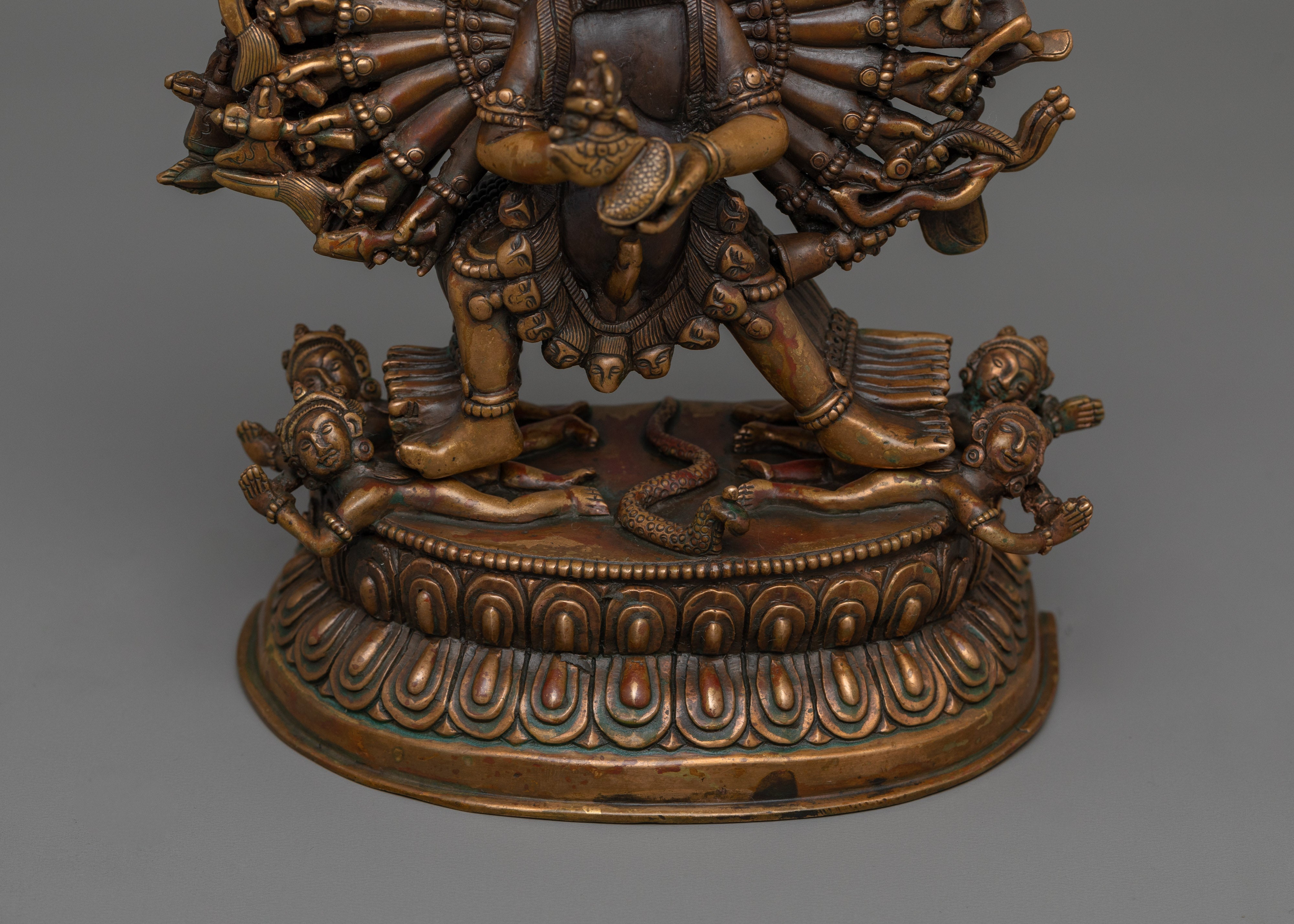 Handmade Buffalo Head Yamantaka  | Oxidized Body Deity