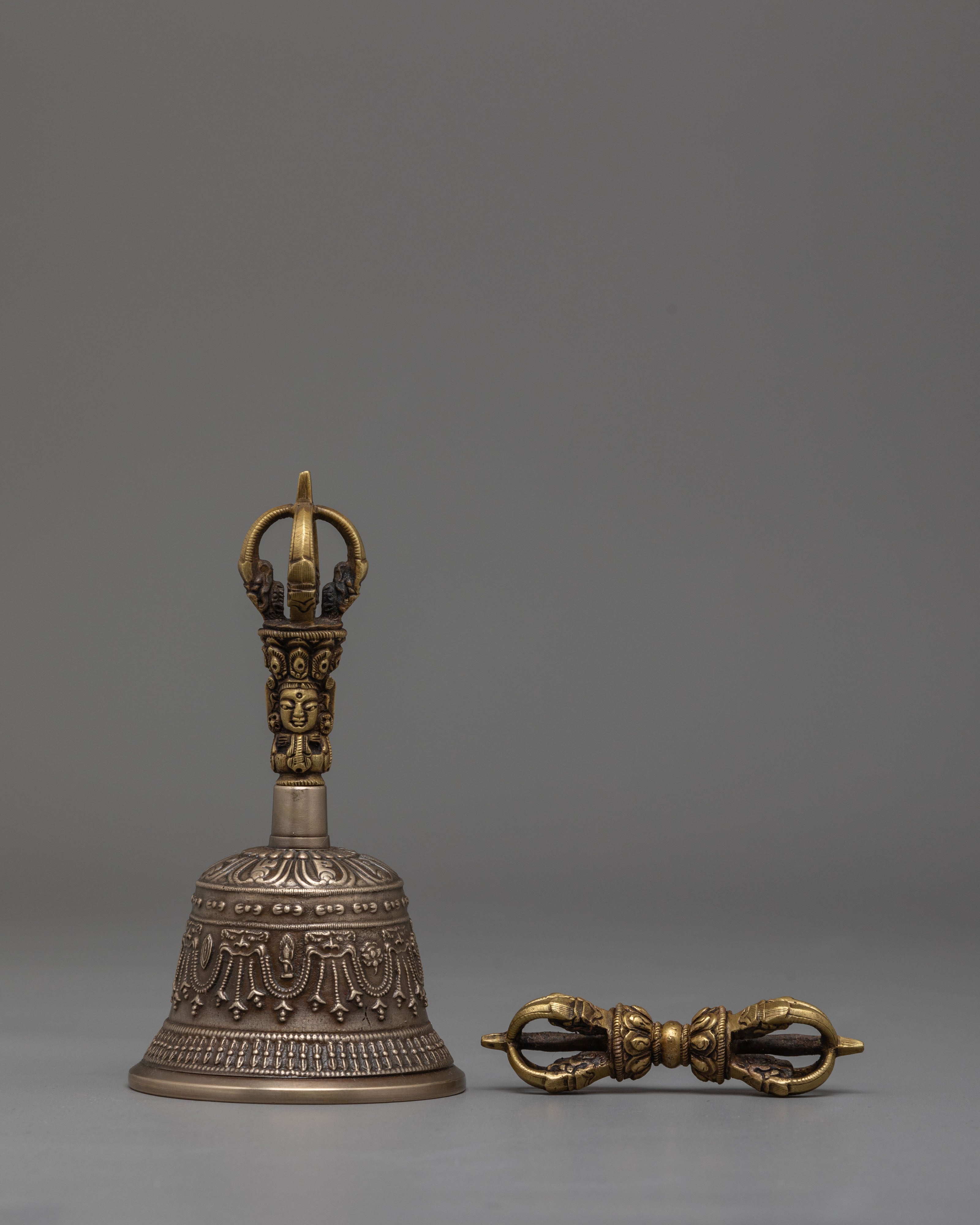 Handmade Vajra and Bell Set | Spiritual Brass and Bronze Buddhist Iconography