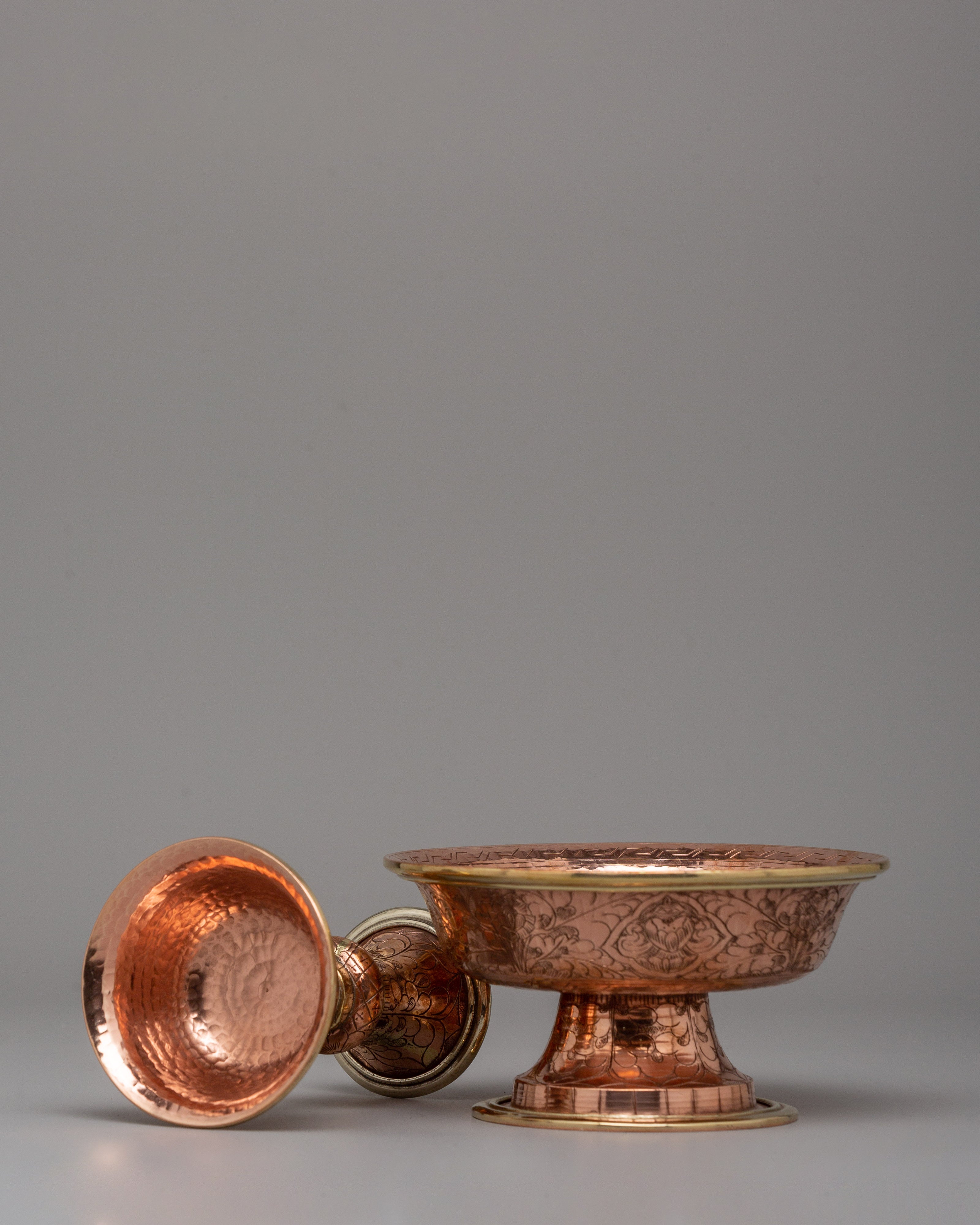 Handcrafted Copper and Brass Serkyem Offering | Tibetan Ritual Item