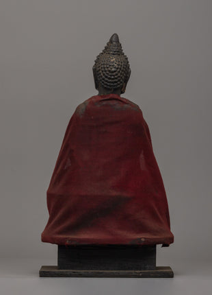 Shakyamuni Buddha Statue for Altar | Handcrafted Wood & Clay Sculpture