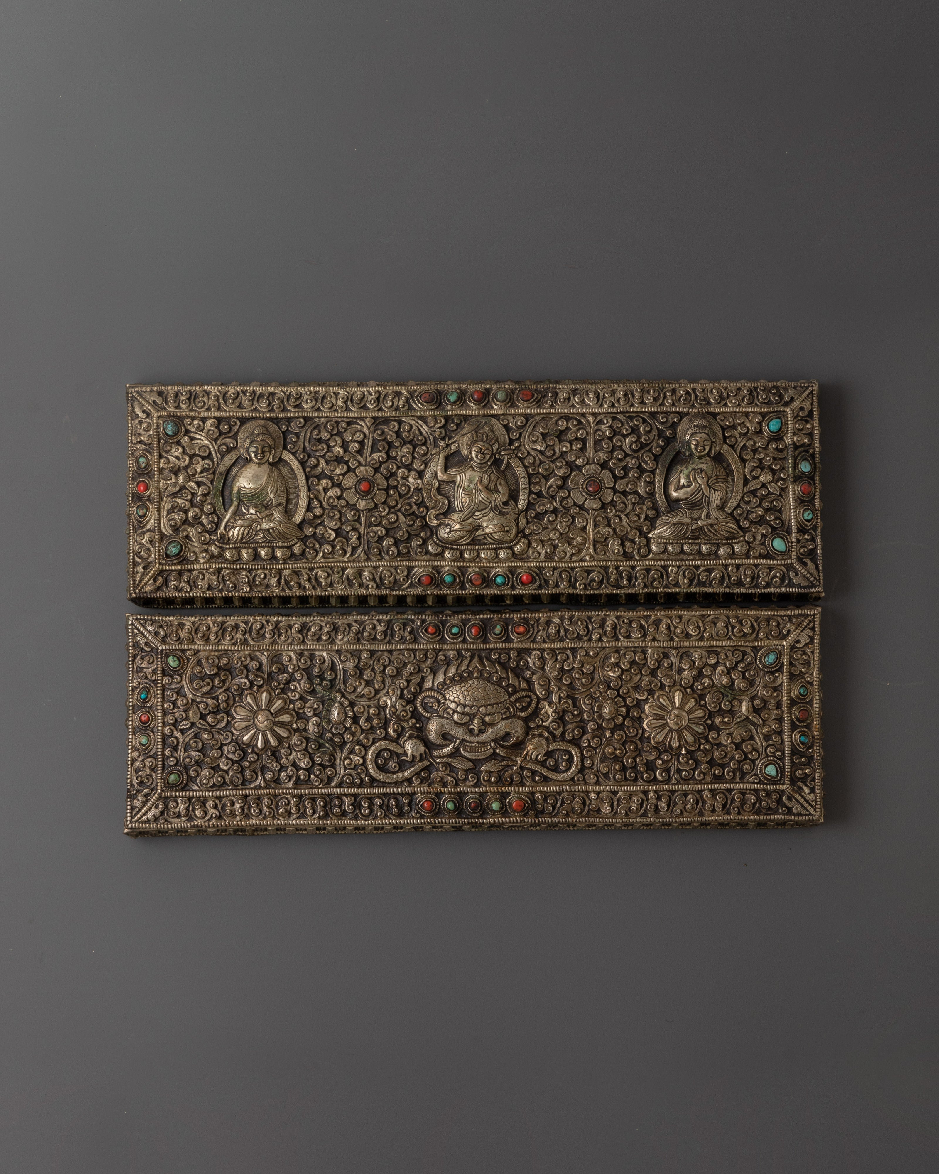 Silver Plated Prayer Book with Coral Inlay