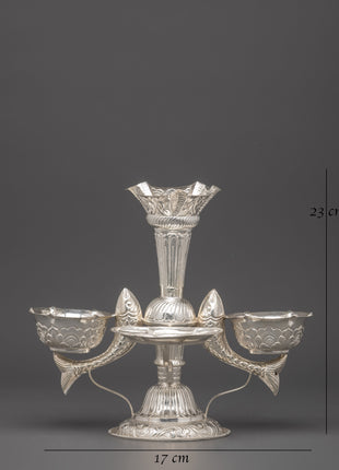 Machha Tikadani of Pure Silver | Jamara and Tika Holder for Dashain