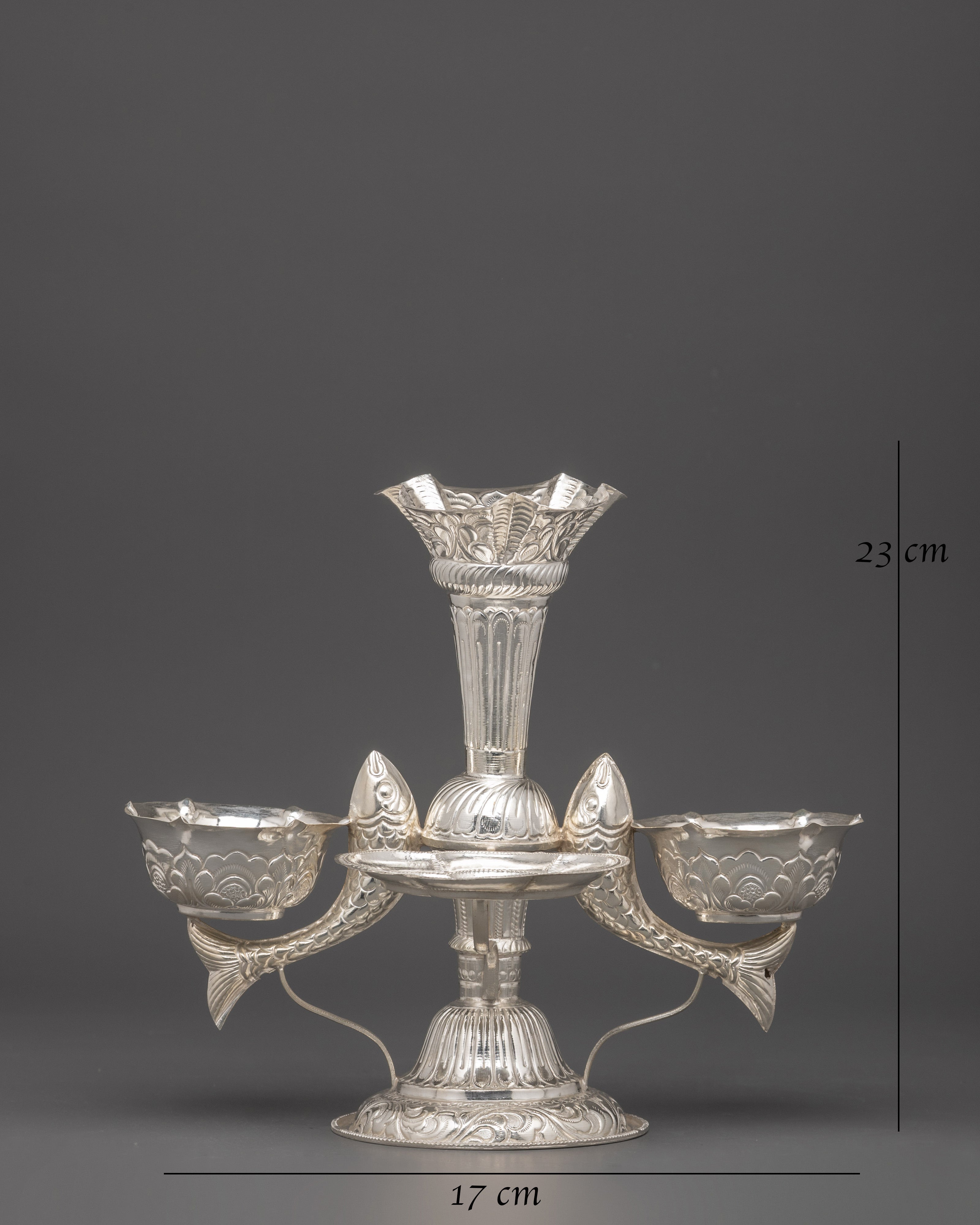 Machha Tikadani of Pure Silver | Jamara and Tika Holder for Dashain