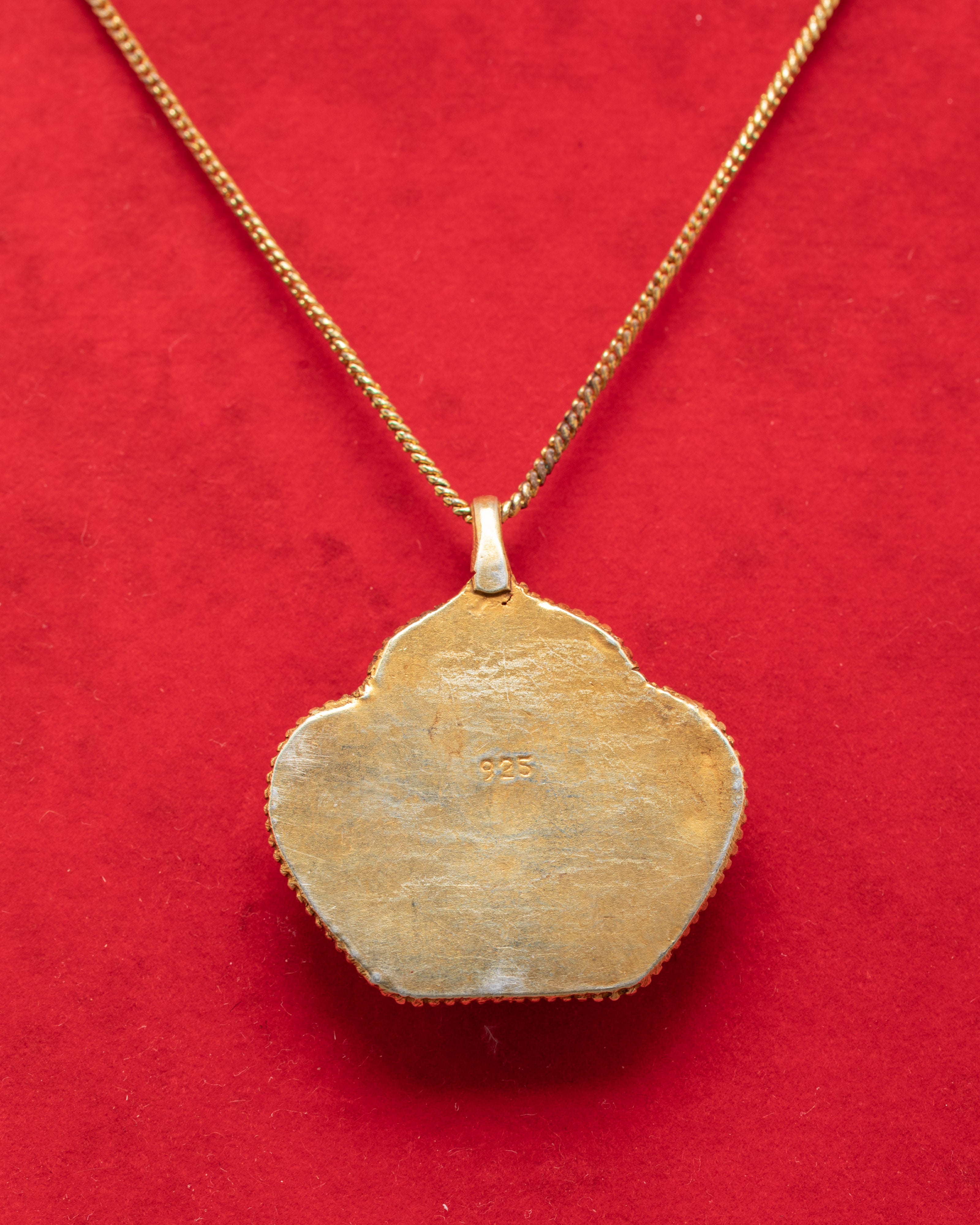 Handcrafted Ruby Pendant | Traditional Gold Plated Silver Jewelry