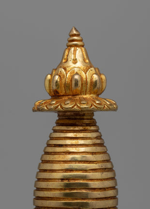 Gold-Plated Tibetan Stupa | Sacred Buddhist Artwork