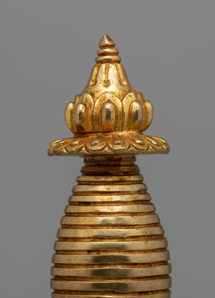 Gold-Plated Tibetan Stupa | Sacred Buddhist Artwork