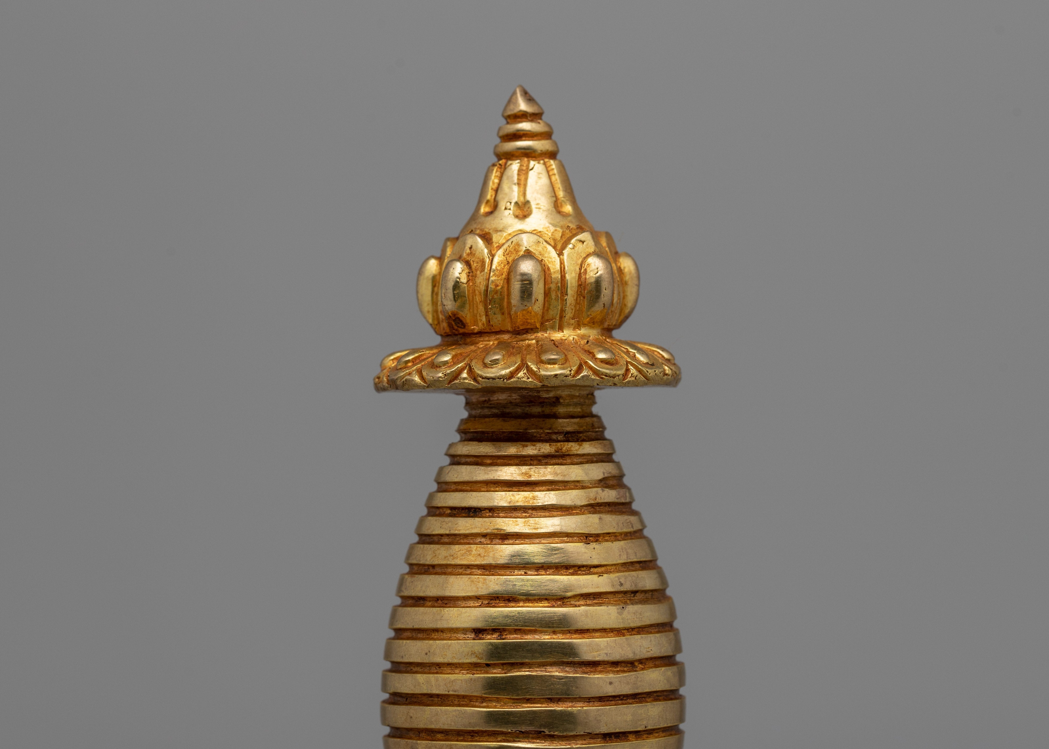 Gold-Plated Tibetan Stupa | Sacred Buddhist Artwork
