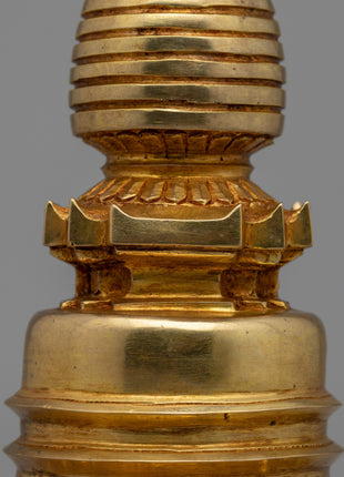 Gold-Plated Tibetan Stupa | Sacred Buddhist Artwork