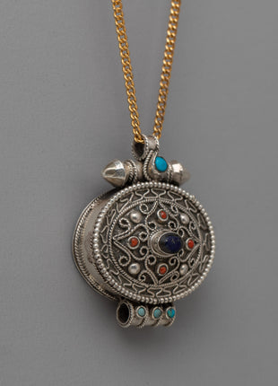 Handcrafted Ghau Prayer Box Pendant | Copper with Intricate Designs for Ritual Use