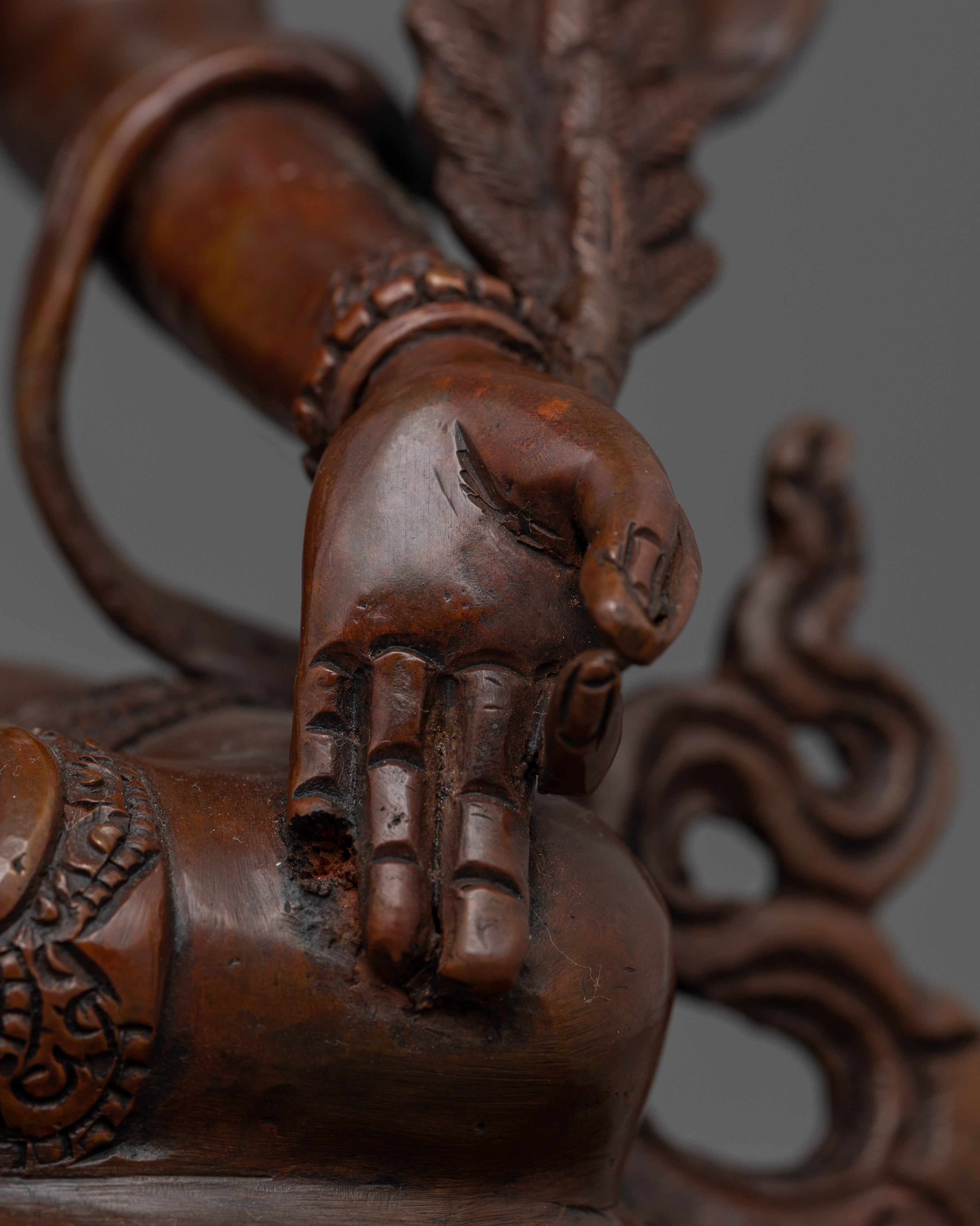 Oxidized Copper Kshitigarbha Saviour Bodhisattva Sculpture | Spiritual Guidance Decor