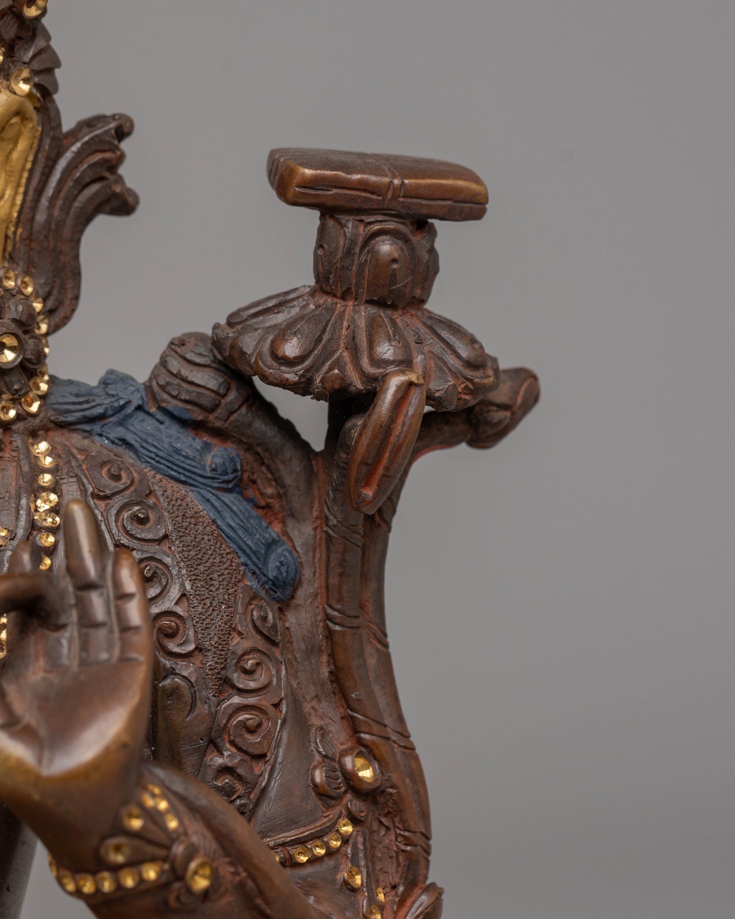 Handcrafted Tibetan Manjushri Bodhisattva Sculpture for Decor