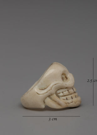 Ethically Sourced Buffalo Bone Ring with Unique Skull Design | Tribal-Inspired Fashion