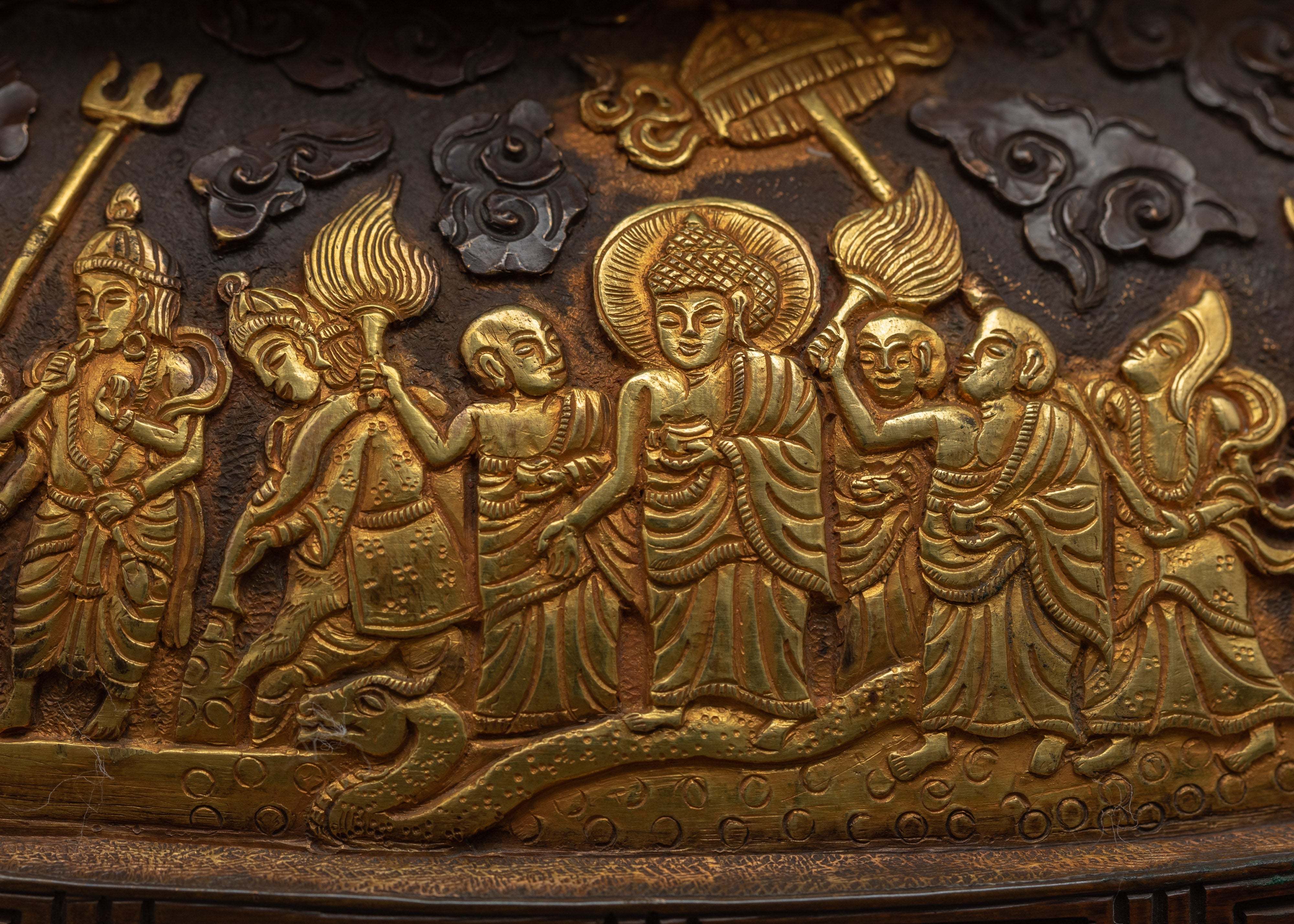 Seated Buddha Shakyamuni Sculpture | Gold Glided Art