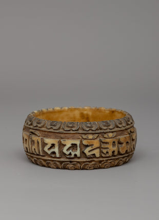 Traditionally Handcarved Mani Mantra Bangle | Tibetan Om Mani Padme Hum