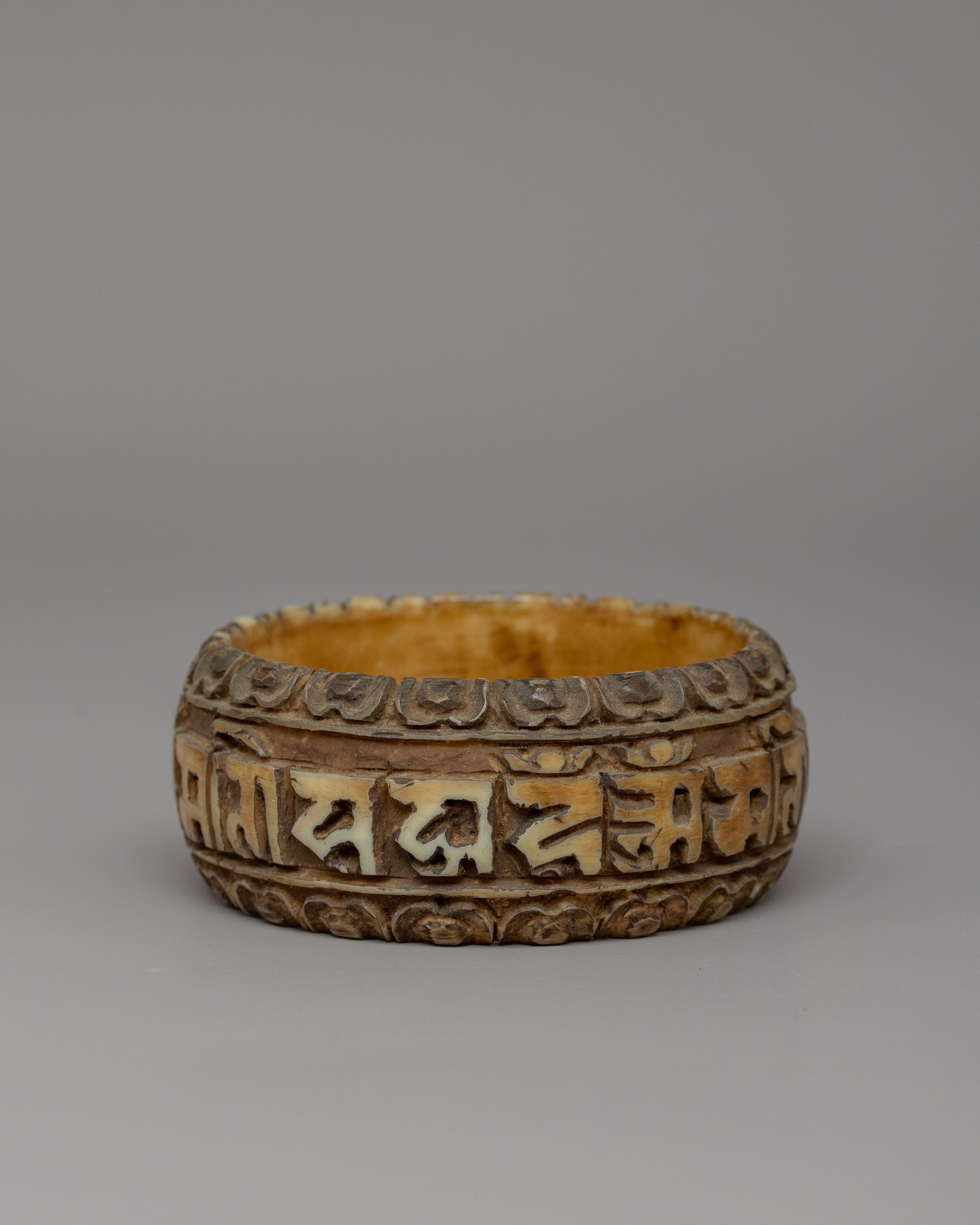 Traditionally Handcarved Mani Mantra Bangle | Tibetan Om Mani Padme Hum