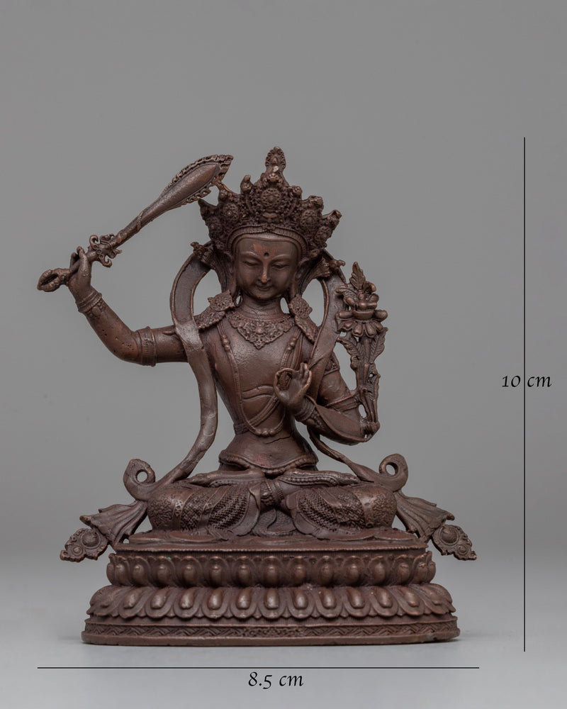 Oxidized Manjushri Meditation Statue | Bodhisattva of Enlightenment and Insight