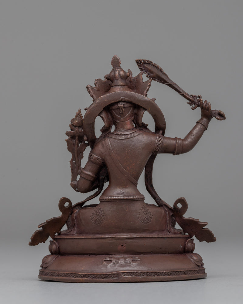 Oxidized Manjushri Meditation Statue | Bodhisattva of Enlightenment and Insight