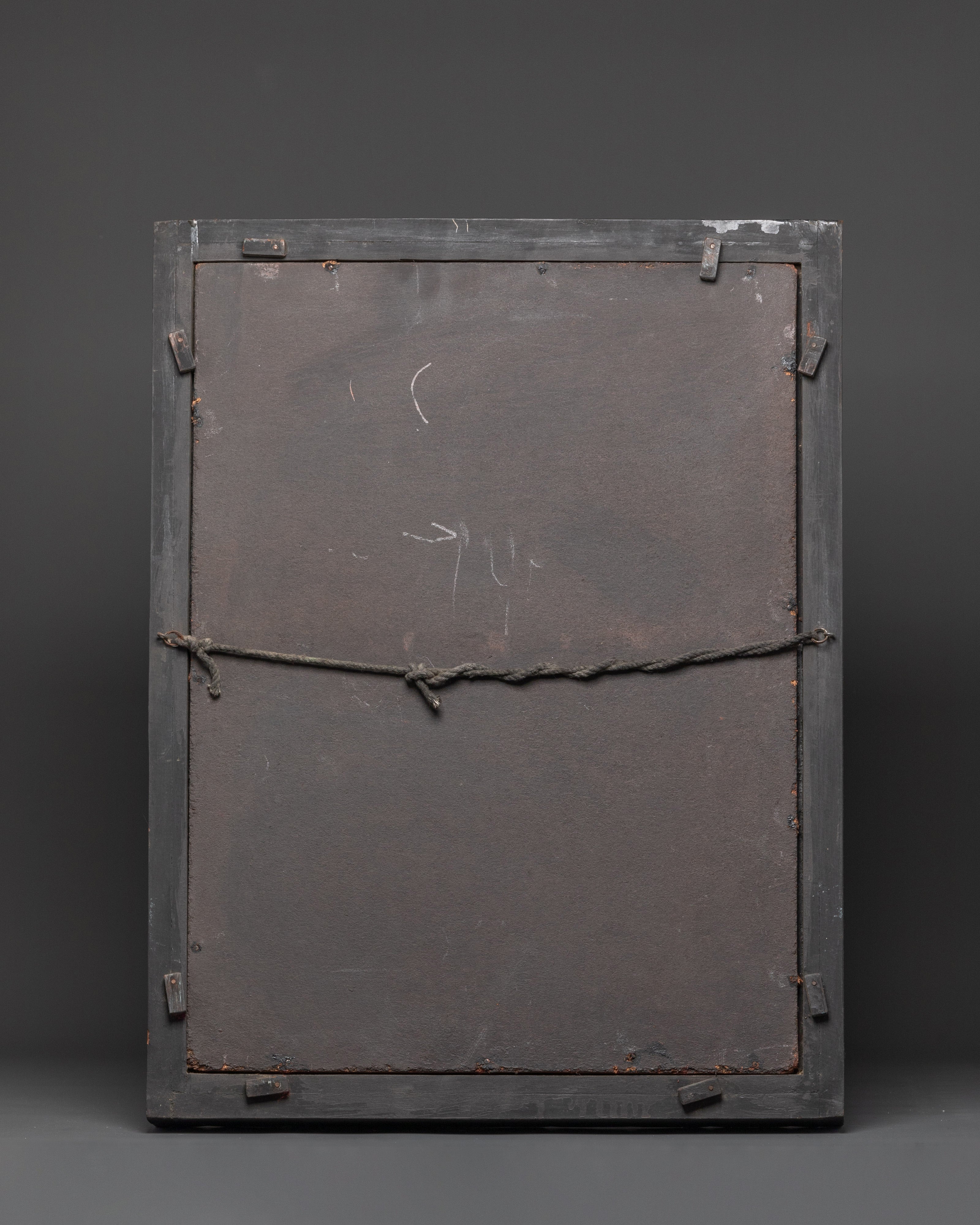 Vajrayogini Wooden Frame Wall Hanging | Sacred Tibetan Buddhist Art