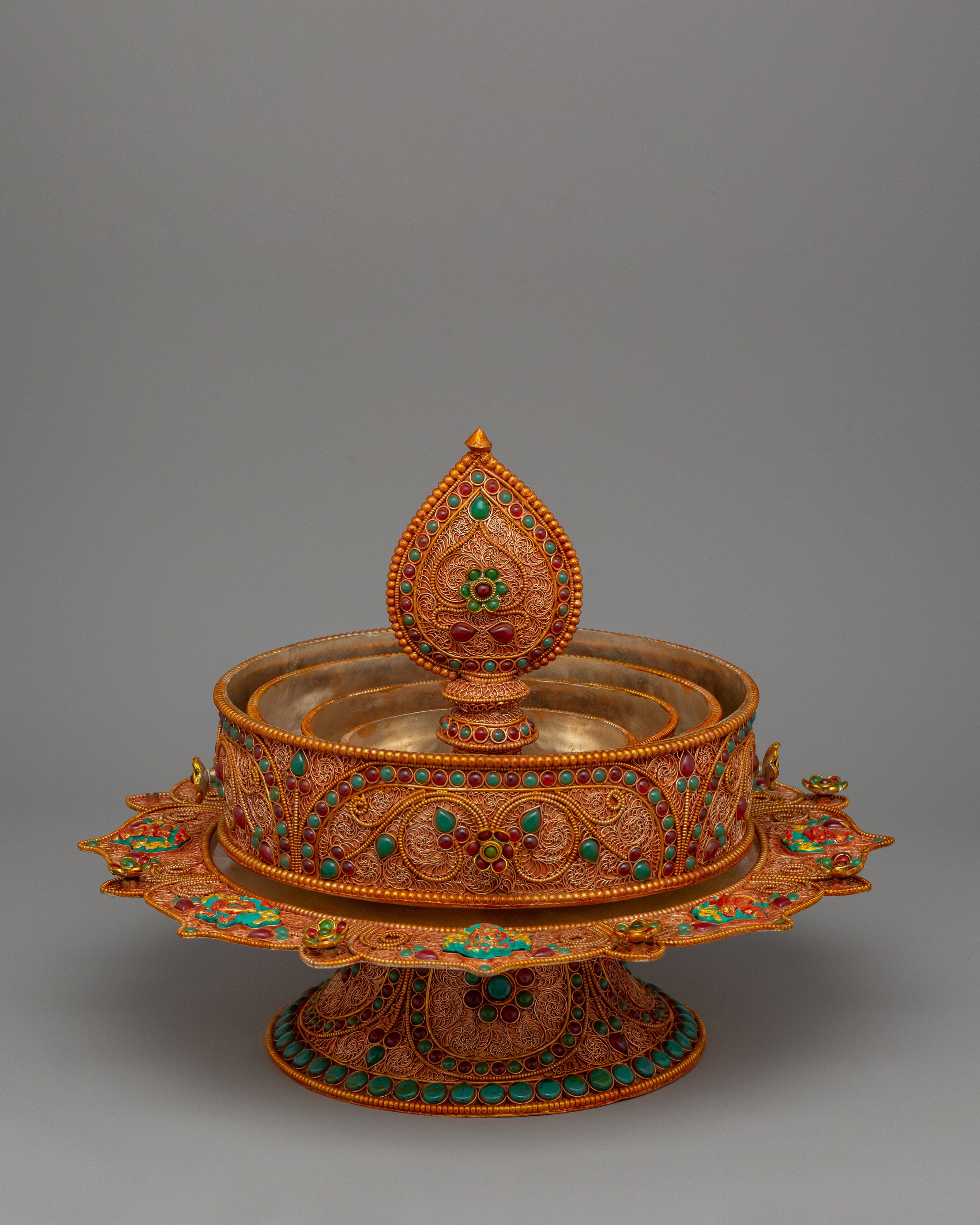 Silver-Plated Copper Ritual Mandala Set | Dharma Decor