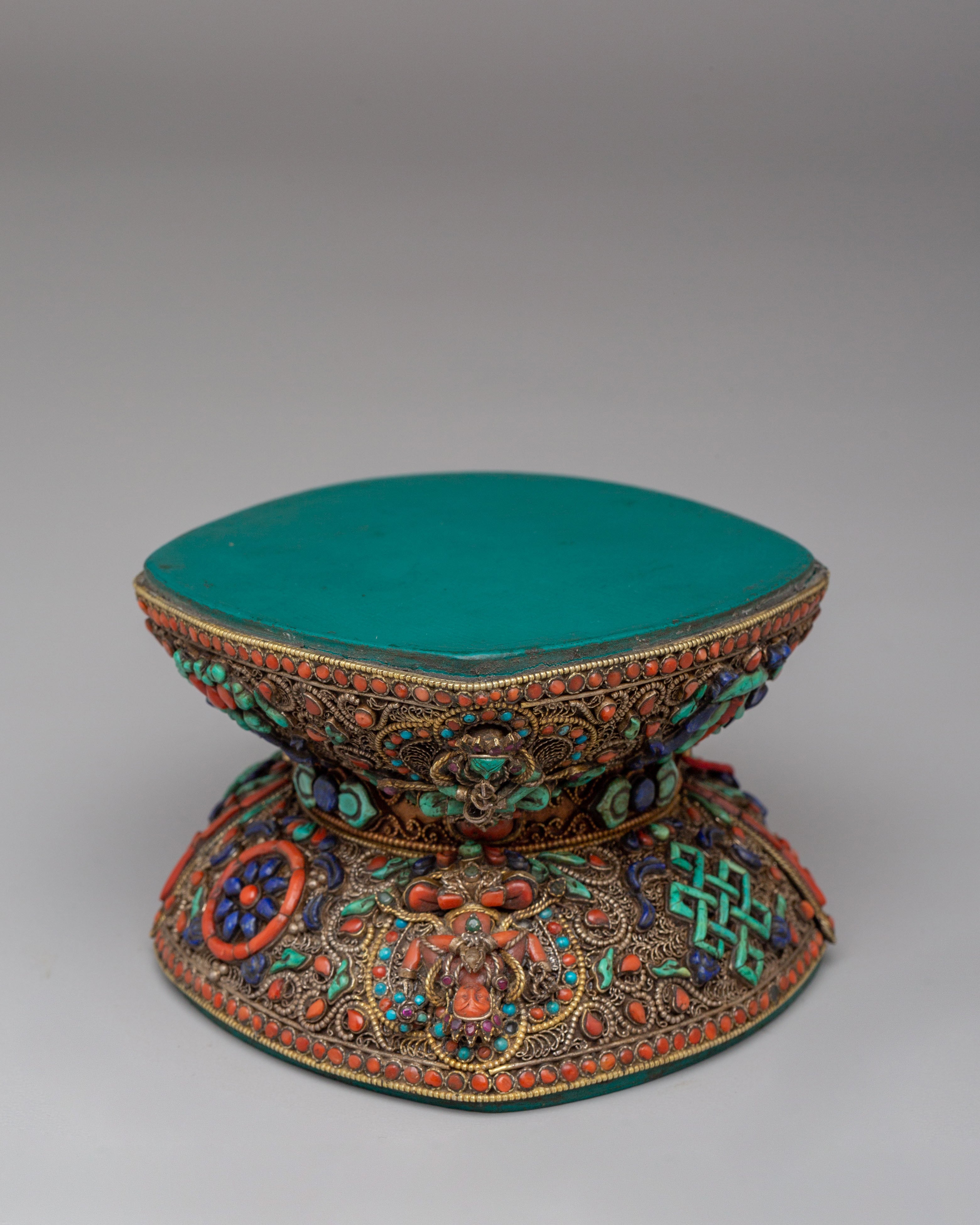 Buddhist Damaru with Stand | Handcrafted Ritual Drum for Meditation