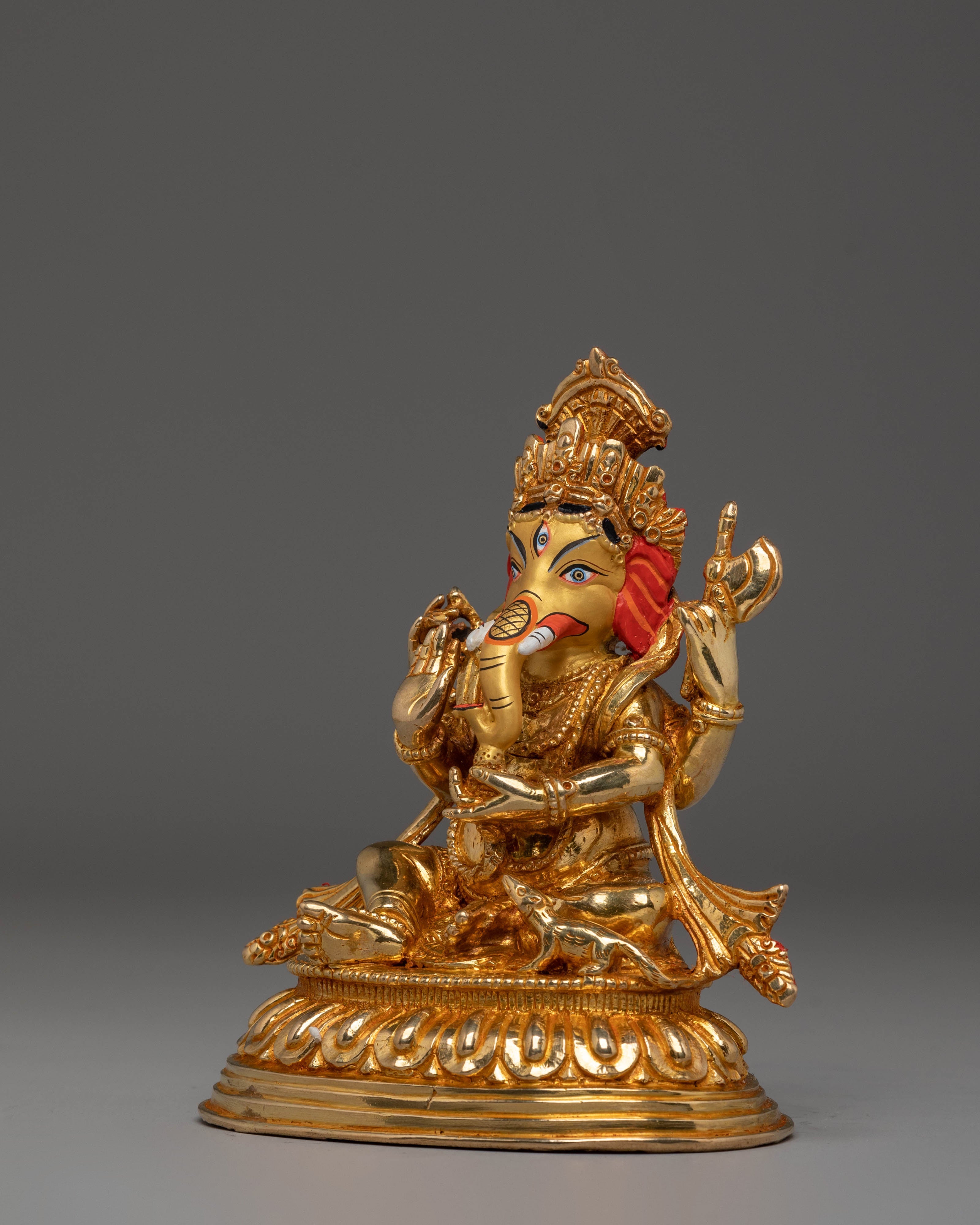 Lord Ganesha Statue for Altars | Gold Plated Copper Figurine