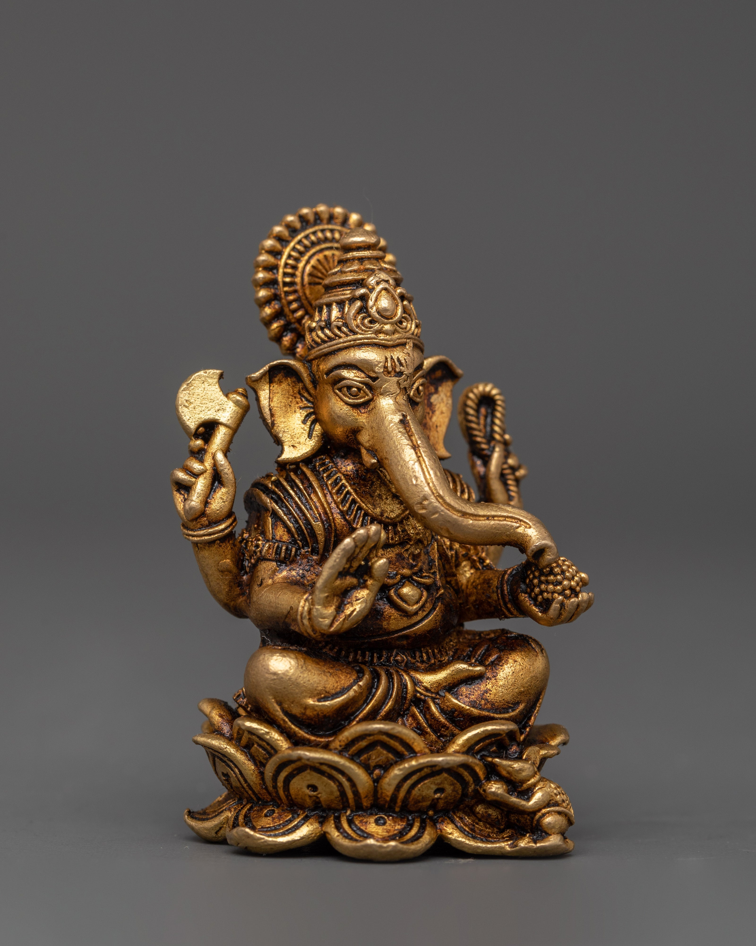 Brass Ganesh Statue with Halo | Ganesha Idol for Wisdom, Guidance & Protection