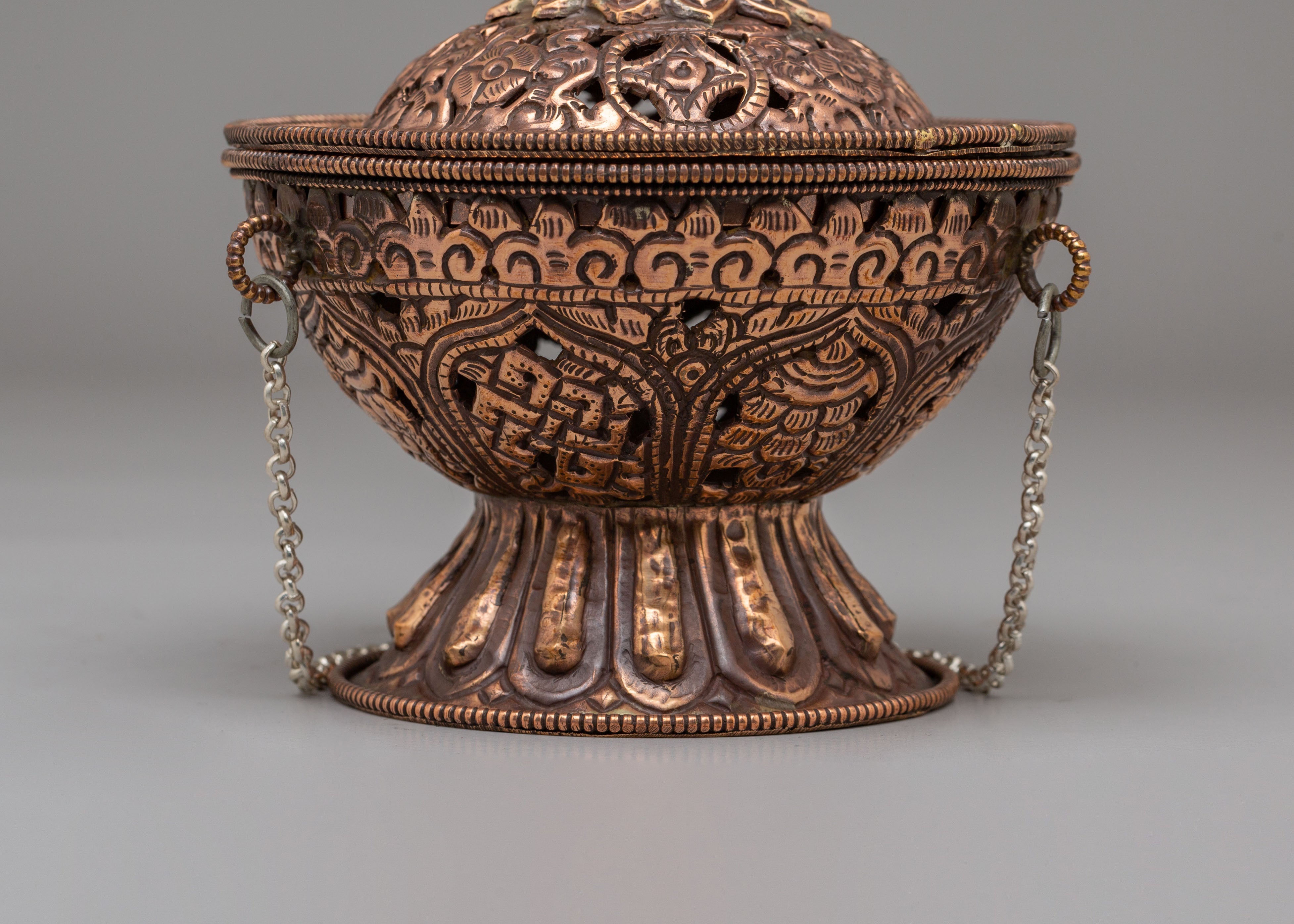 Traditional Altar Incense Burner | Handcrafted Brass Hanging Incense Vessel