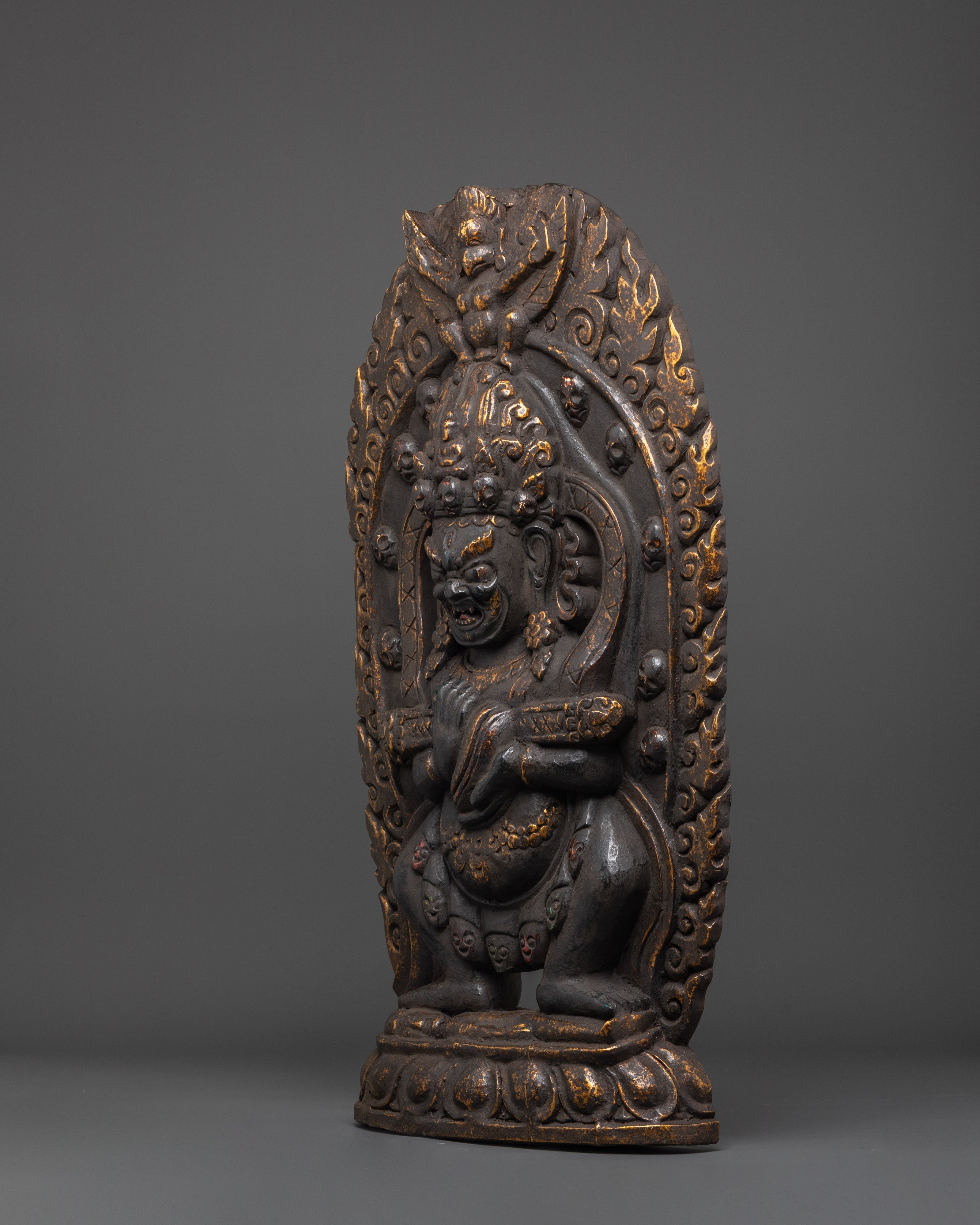 Handcrafted Shakya Mahakala Sculpture | Tibetan Protector Deity
