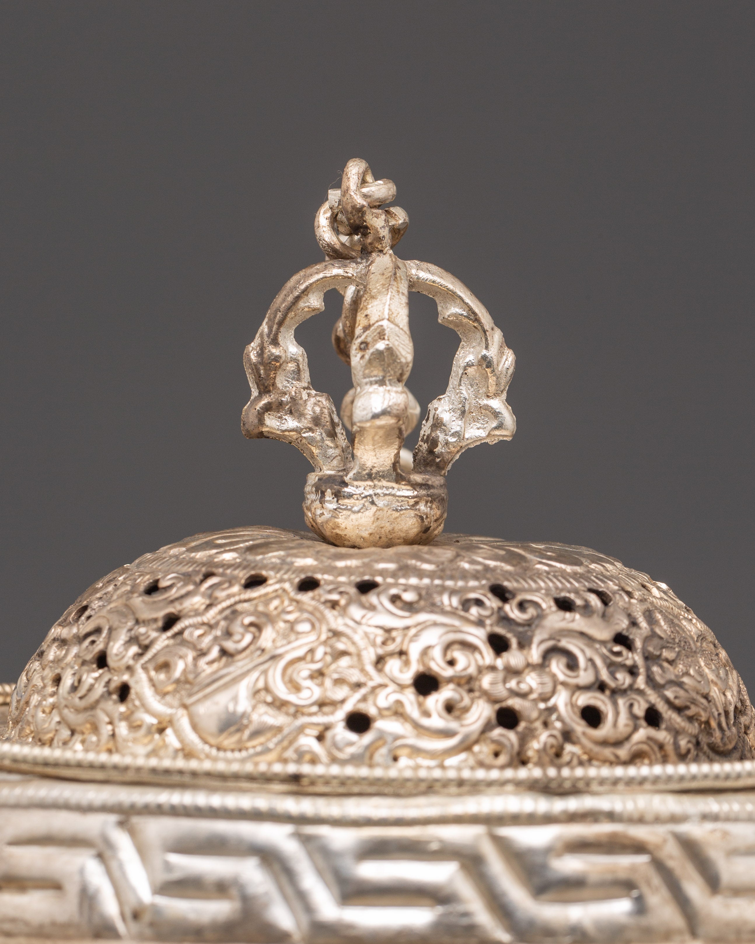 Traditional Silver Plated Incense Burner | Handcrafted Copper Altar Accessory