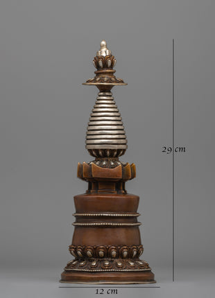  Tibetan Stupa with Silver Plating 