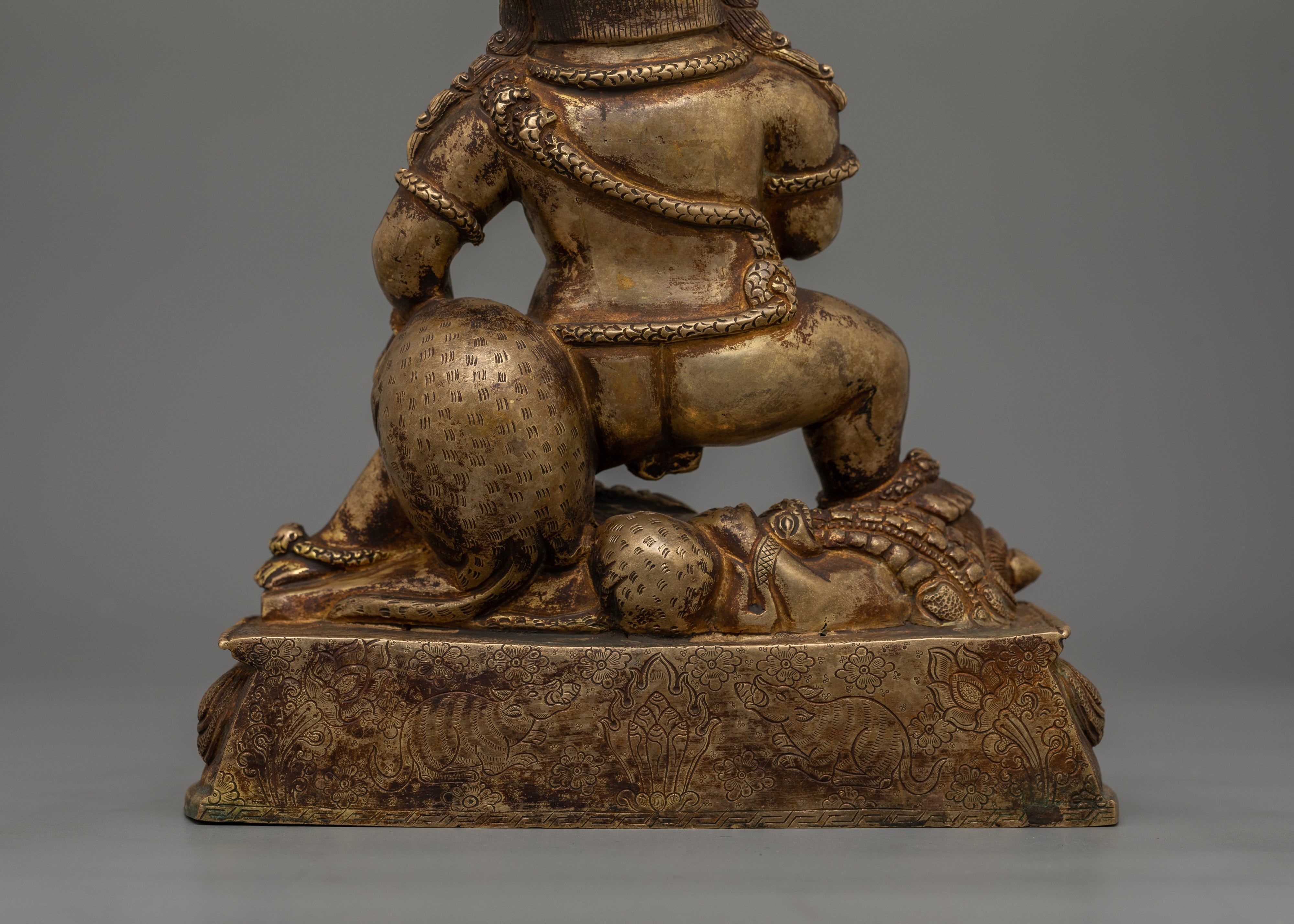 Handcrafted Black Dzambhala Statue | 24K Gold Gilded Artwork