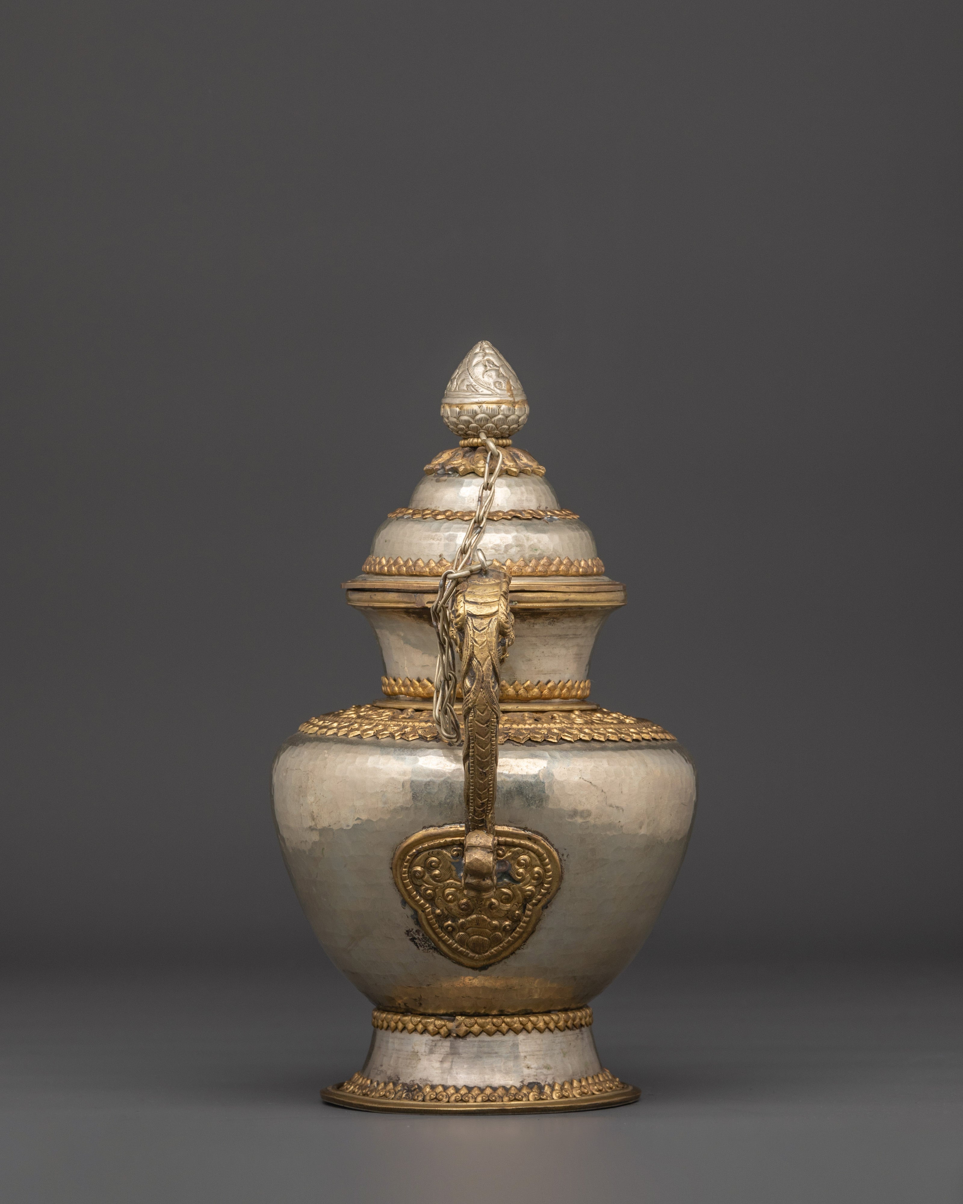 Brass Tea Pot with Motif Handle | Spiritual Decor & Ritual Offering Vessel