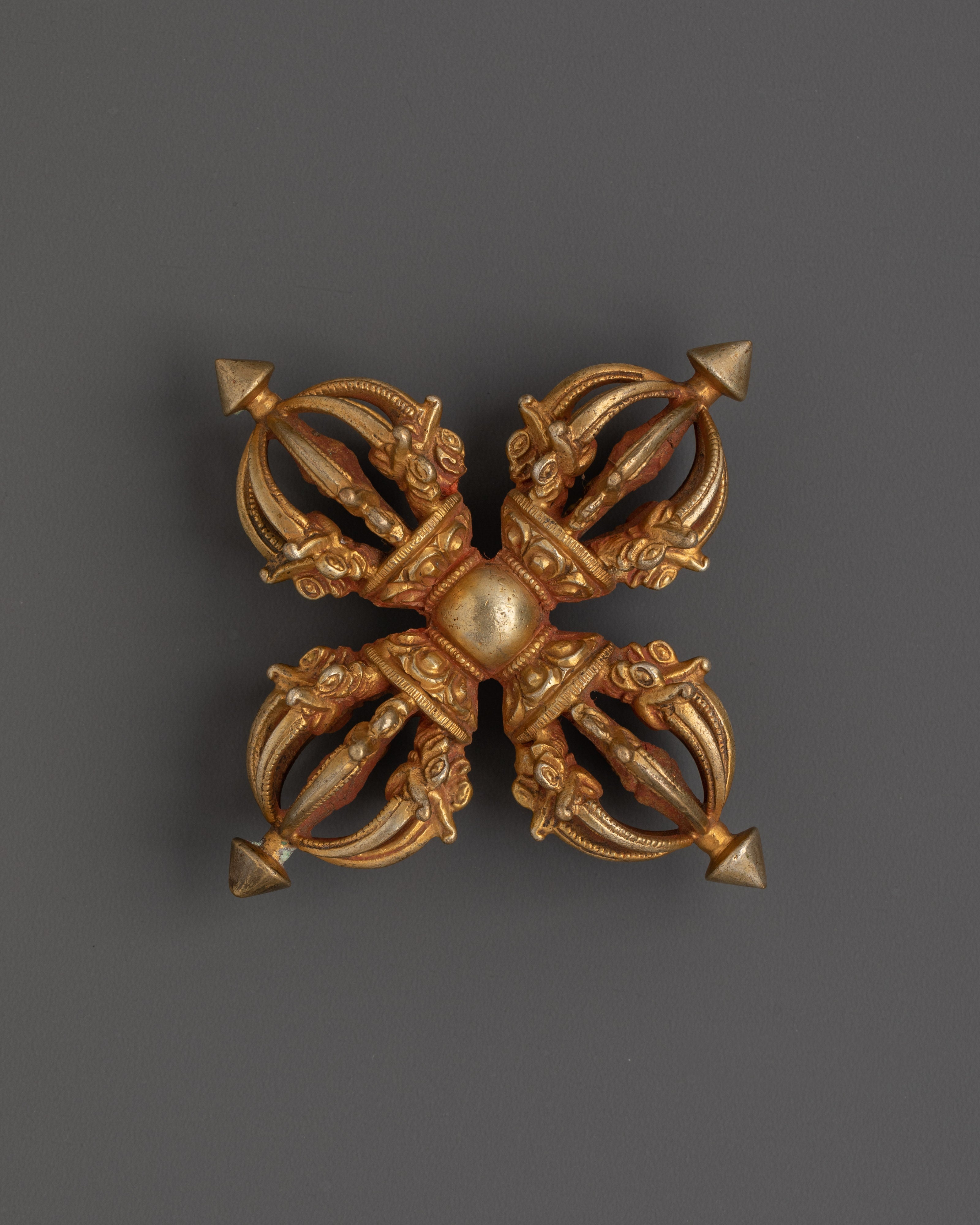 Spiritual Vishwo Vajra | Handcrafted Copper & Gold Plated Ritual Tool