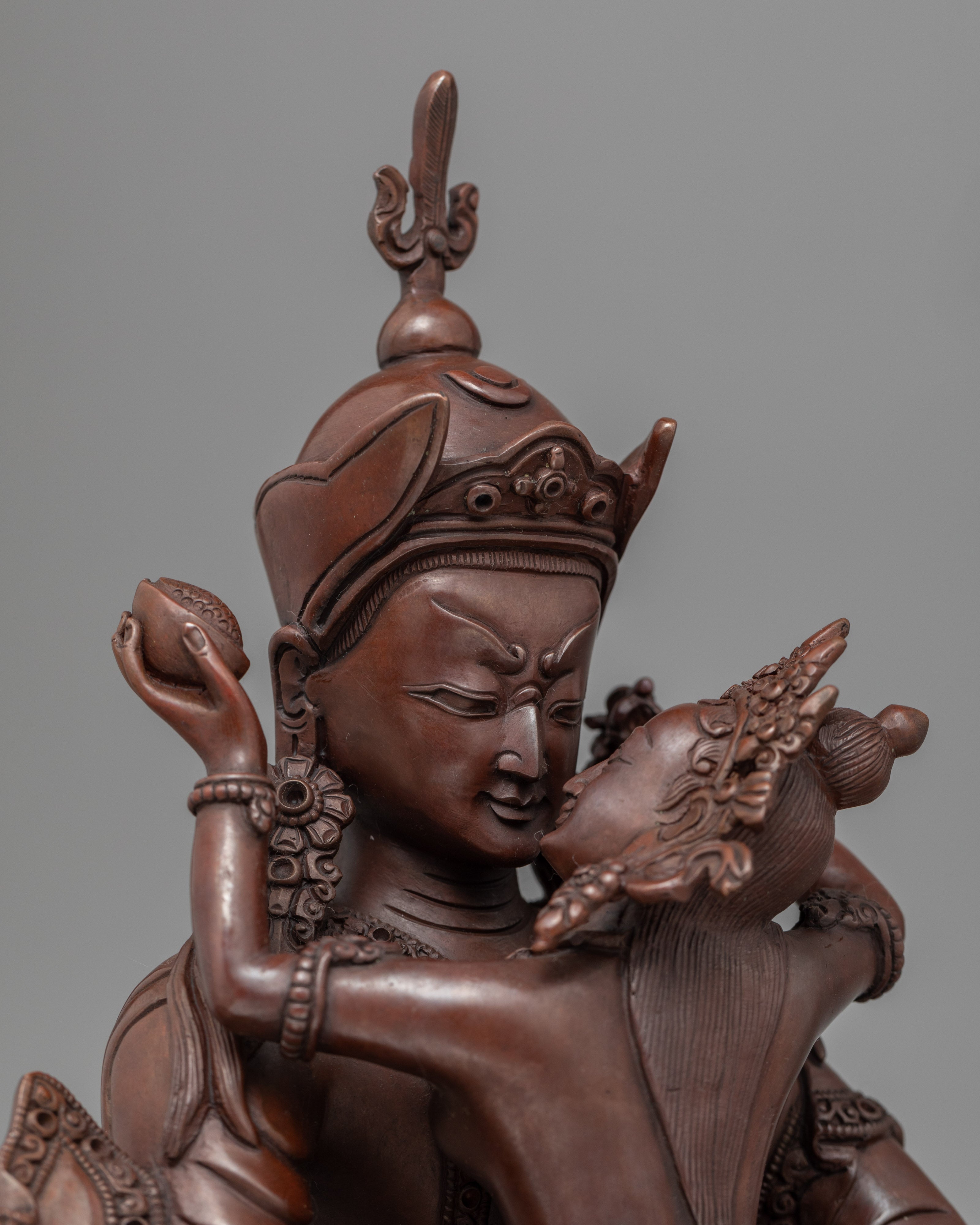 Guru Rinpoche with Consort Statue | Traditional Art-work of Buddhist Deity