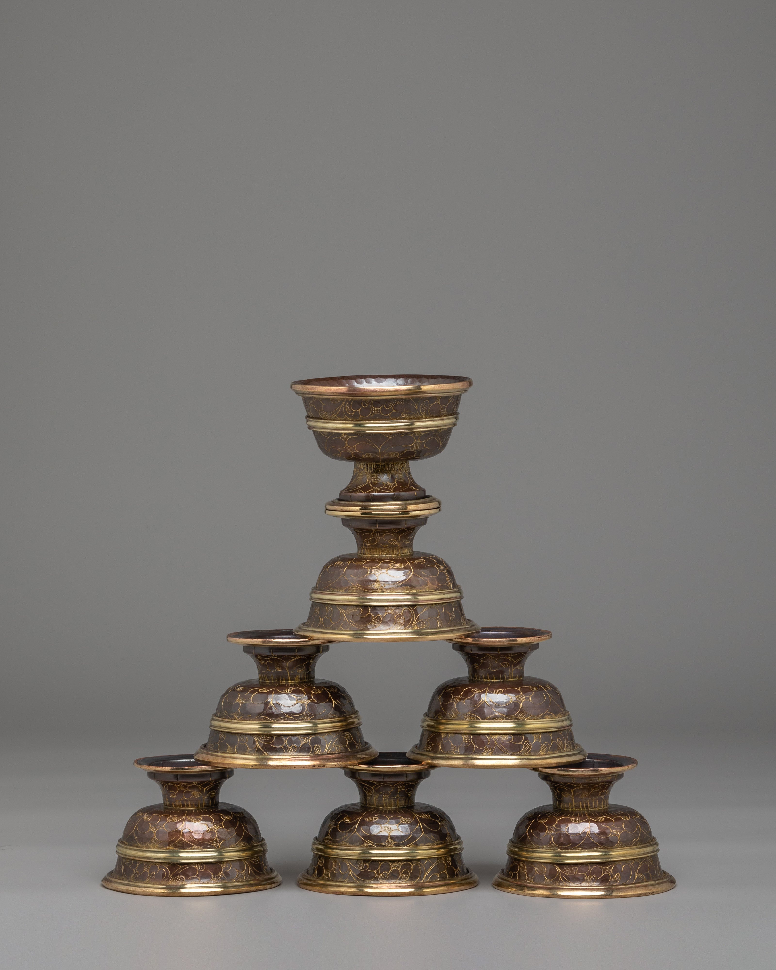 Traditional Offering Bowls Set | Oxidized Copper Ritual Bowls