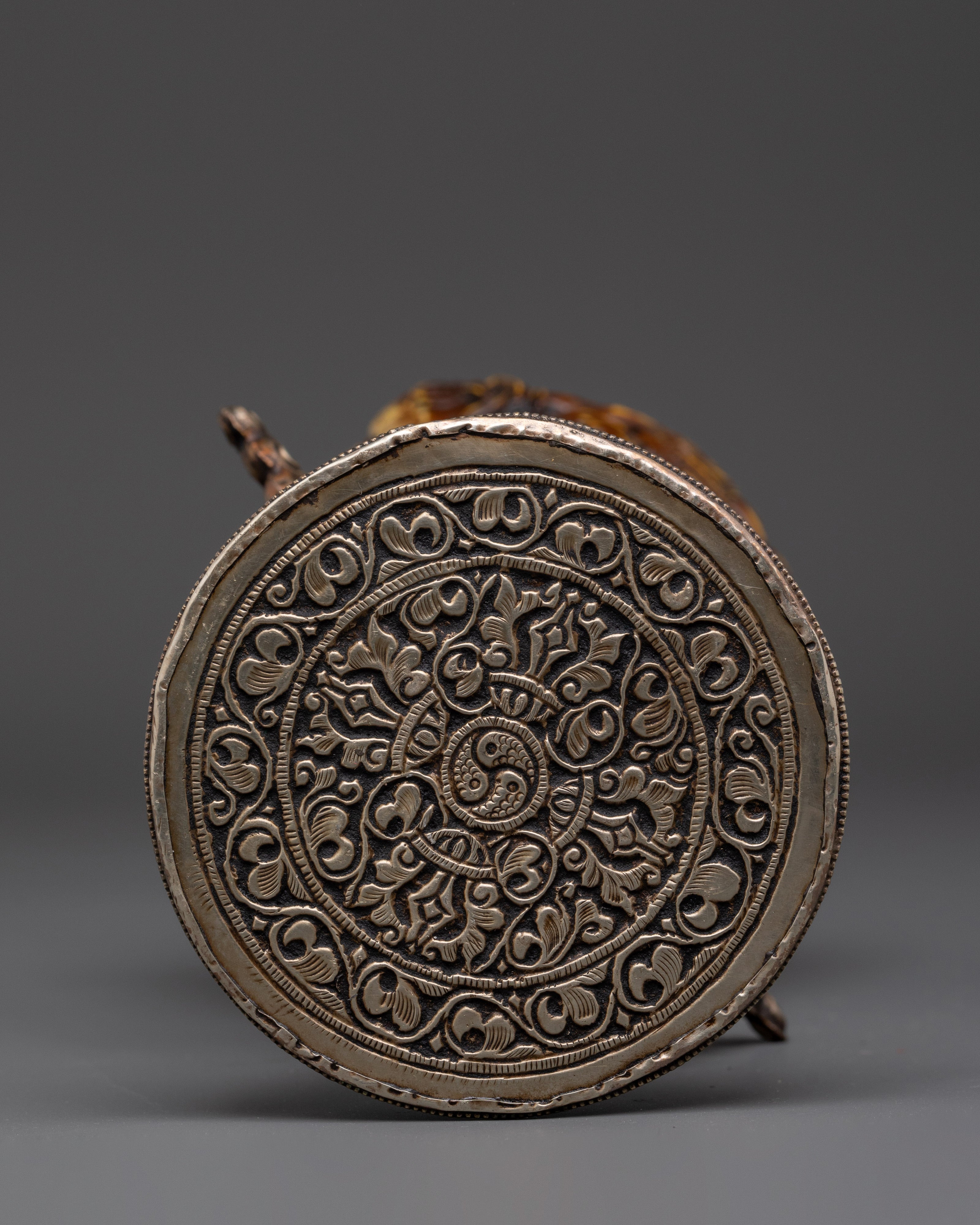 Handcrafted Spiritual Seal Stamp | White Metal & Fiber Ritual Tool