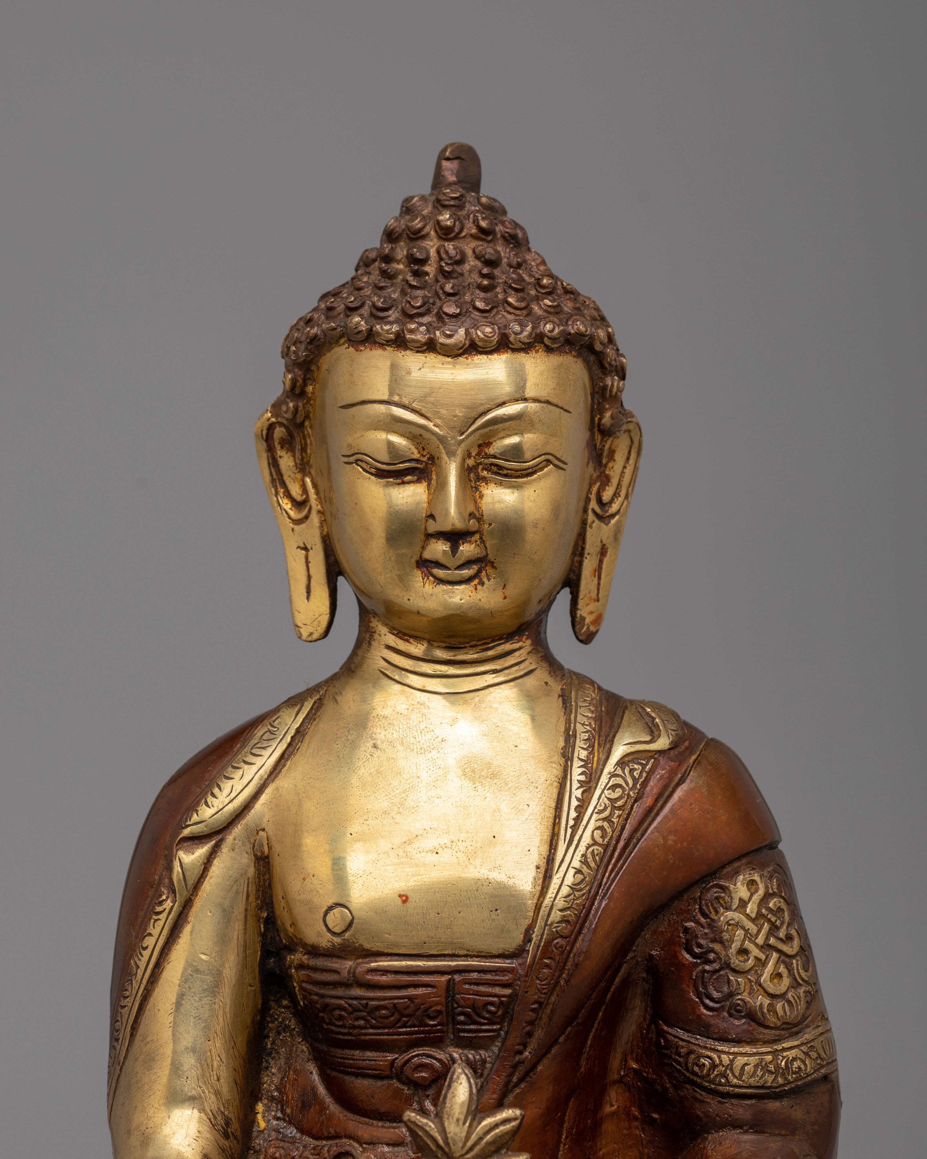 Scared Medicine Buddha Buddhist Statue | Handcrafted Brass Sculpture