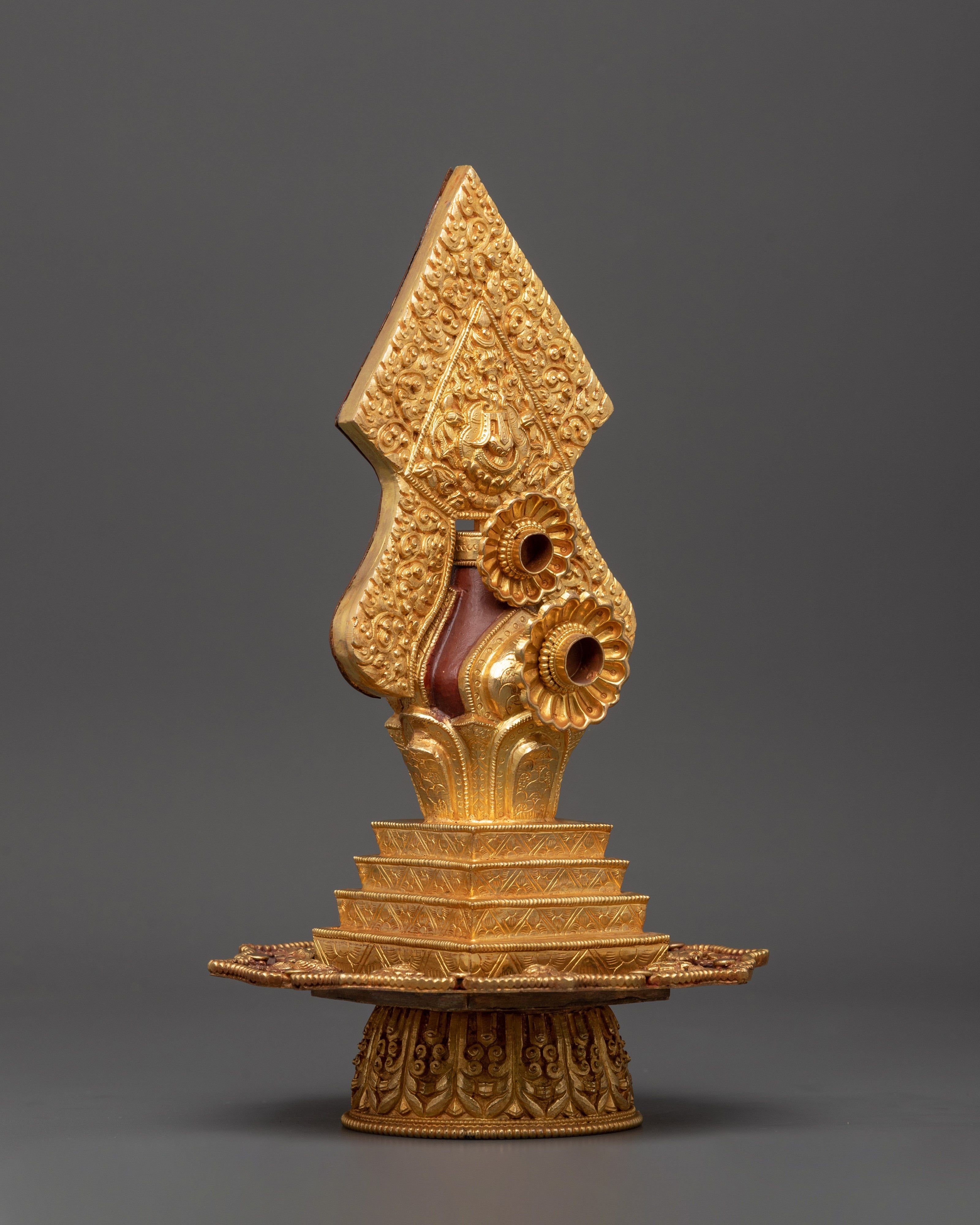 Gold-Plated Copper Torma | Tibetan Buddhist Ritual Offering