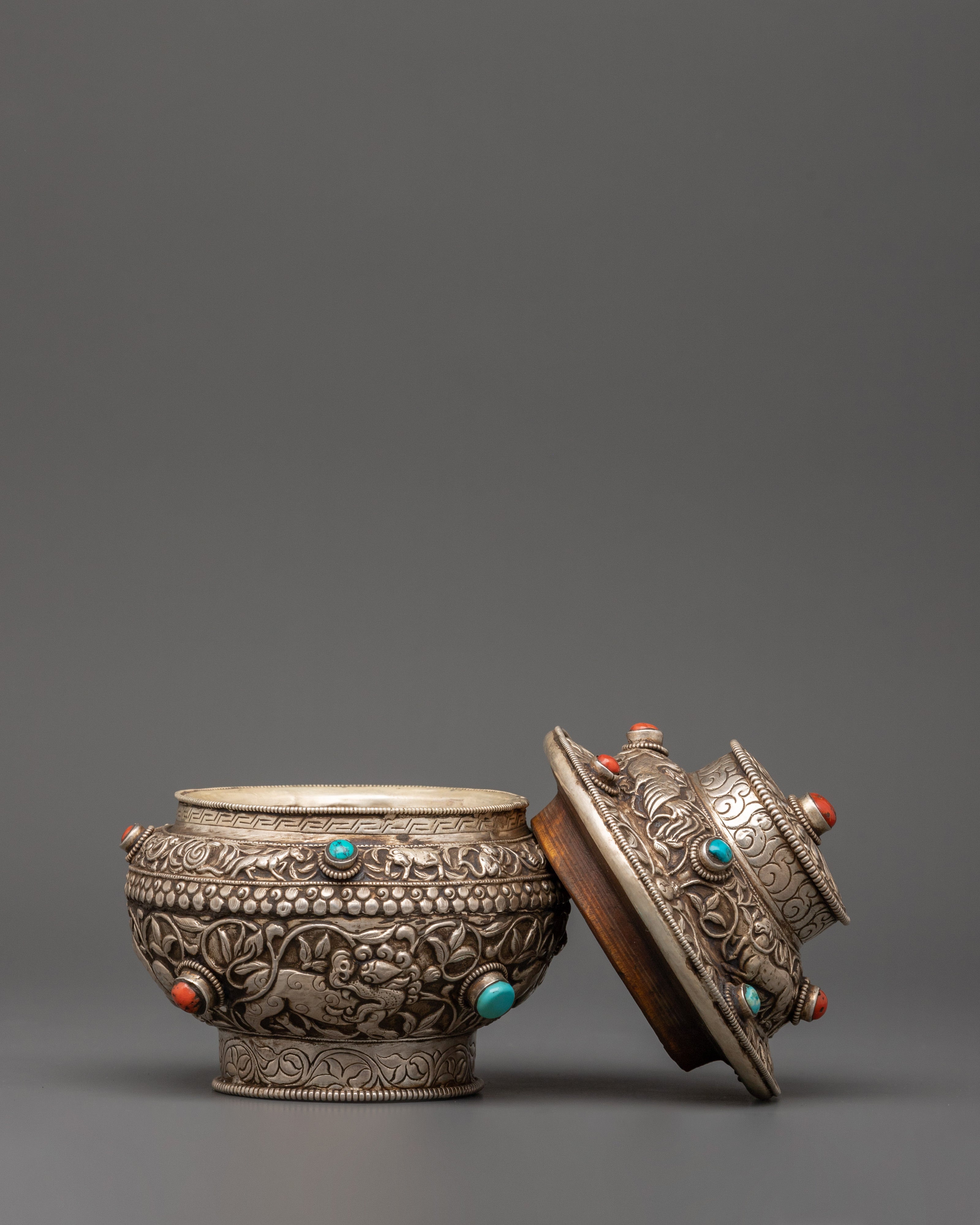 Rice Pot Crafted with Pure Silver | Religious Decor