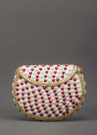 Handcrafted Pearl & Coral Side Bag