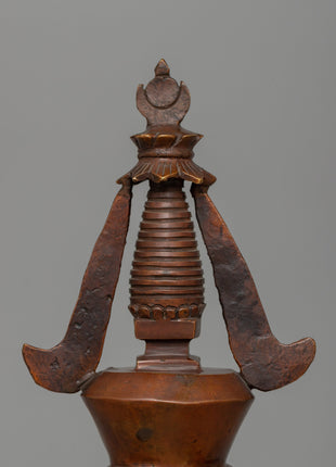 Buddhist Oxidized Copper Stupa |  Handmade Buddhist Symbol for Ritual and Decorative Use