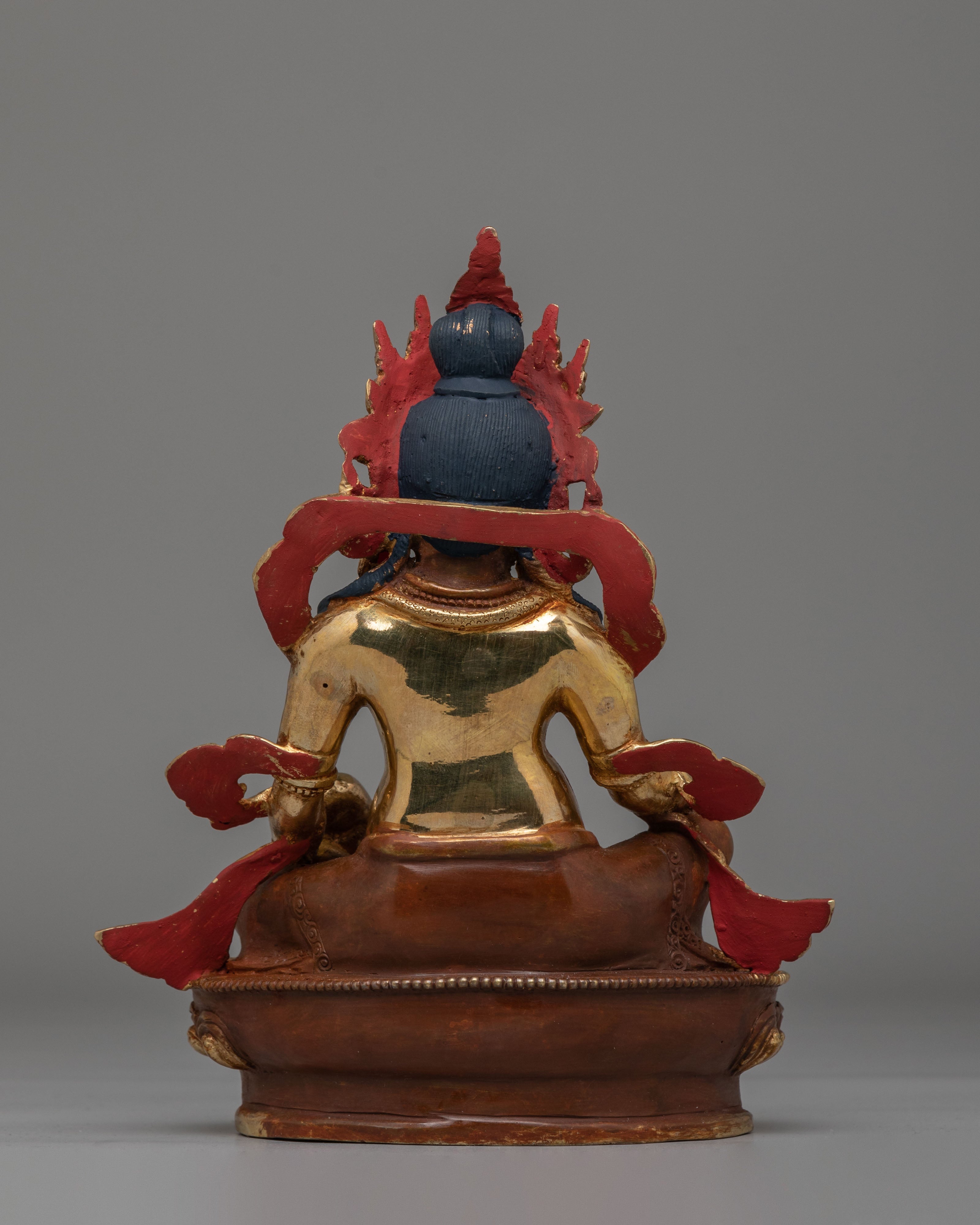 Handcrafted Dzambhala Altar Sculpture | 24K Gold Plated Tibetan Wealth Deity Statue