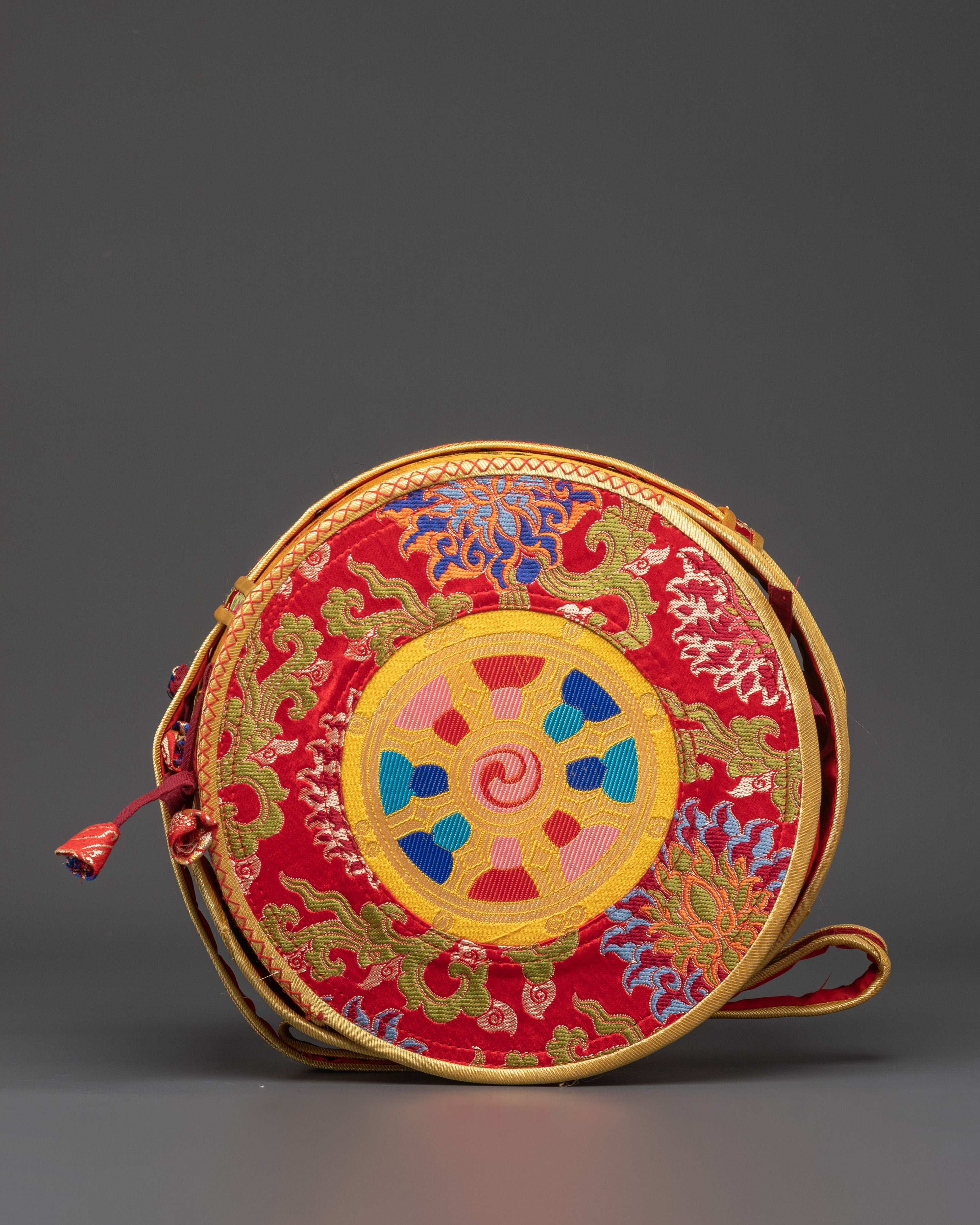Tibetan Damaru Drum with Silk Tail | Chod Ritual Drum in Bhutanese Wood
